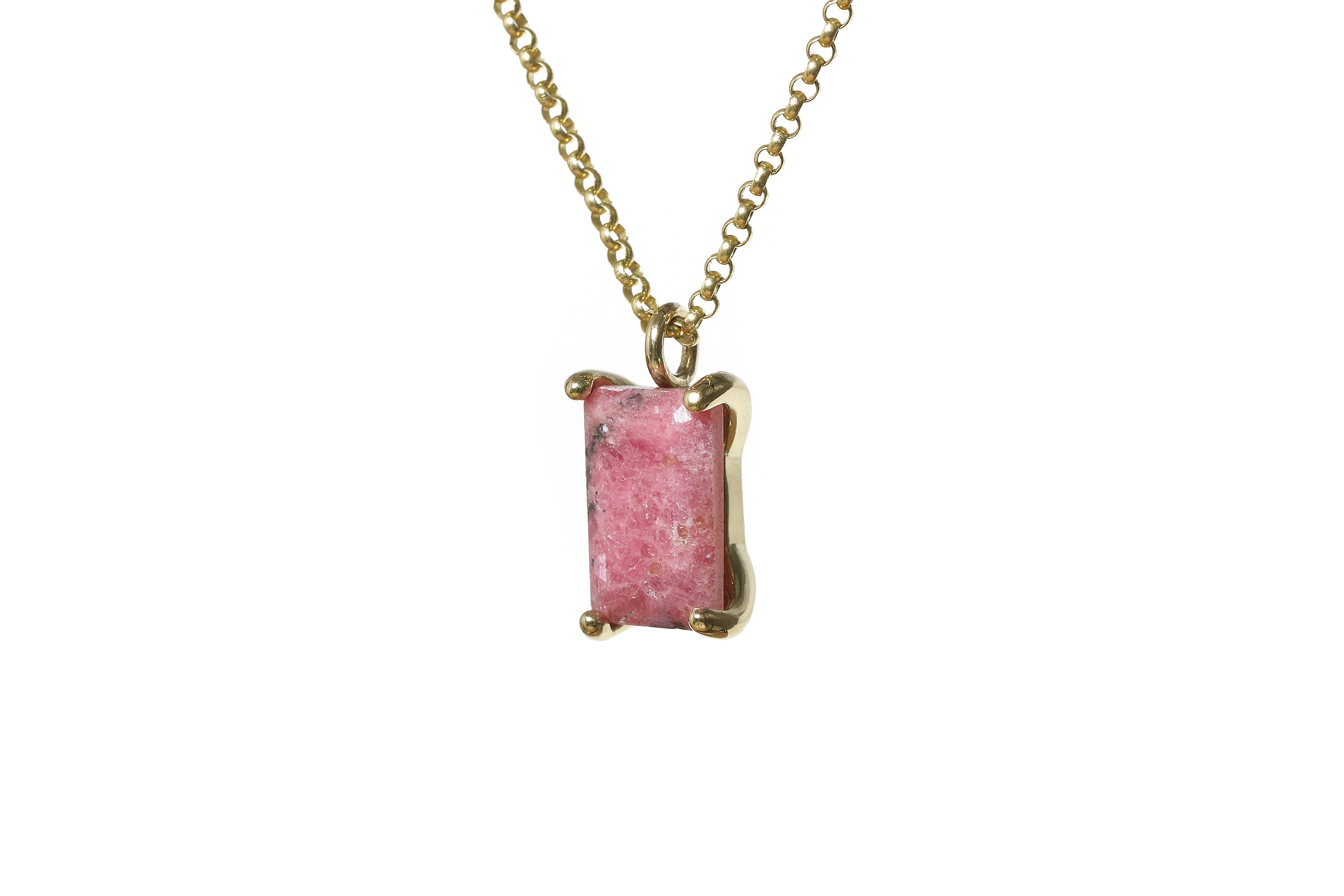 Amazing Rhodonite Crystal Necklace in Gold necklaces Anemone Unique