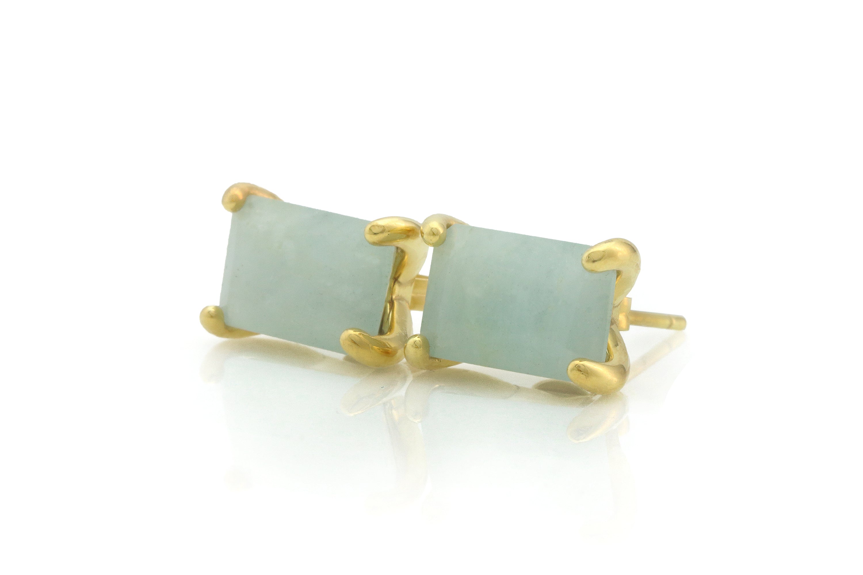 Aquamarine Stud Earrings in Gold Earrings Anemone Unique