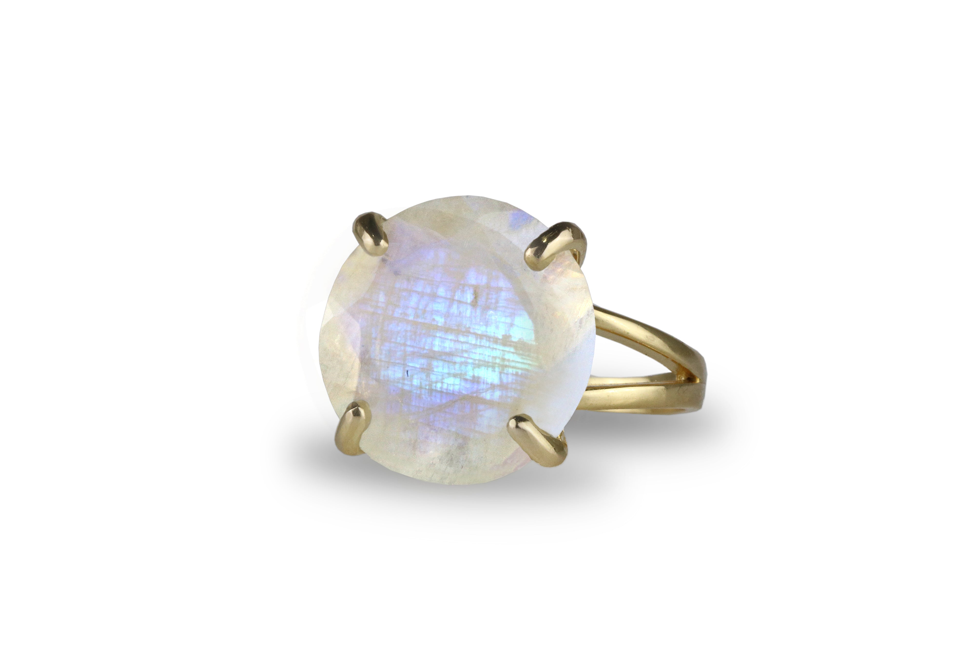 Round Moonstone Statement Ring in Gold Rings Anemone Jewelry