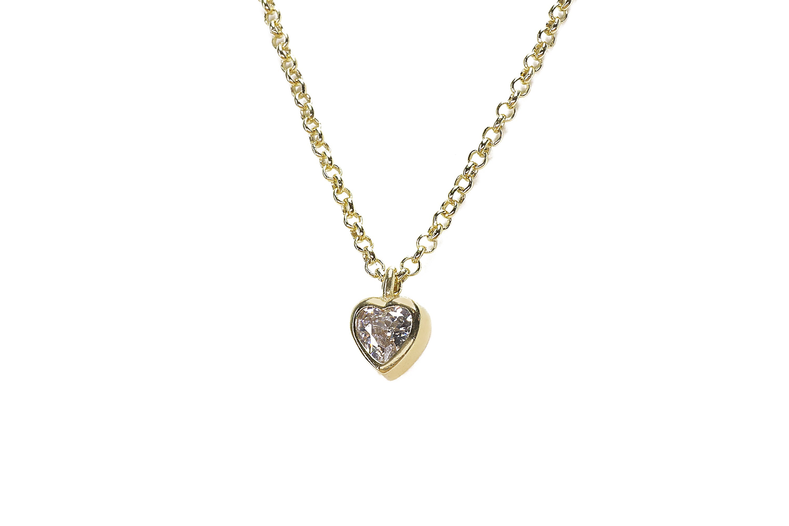 CZ Heart Charm Pendant Gold Necklace necklaces Anemone Unique