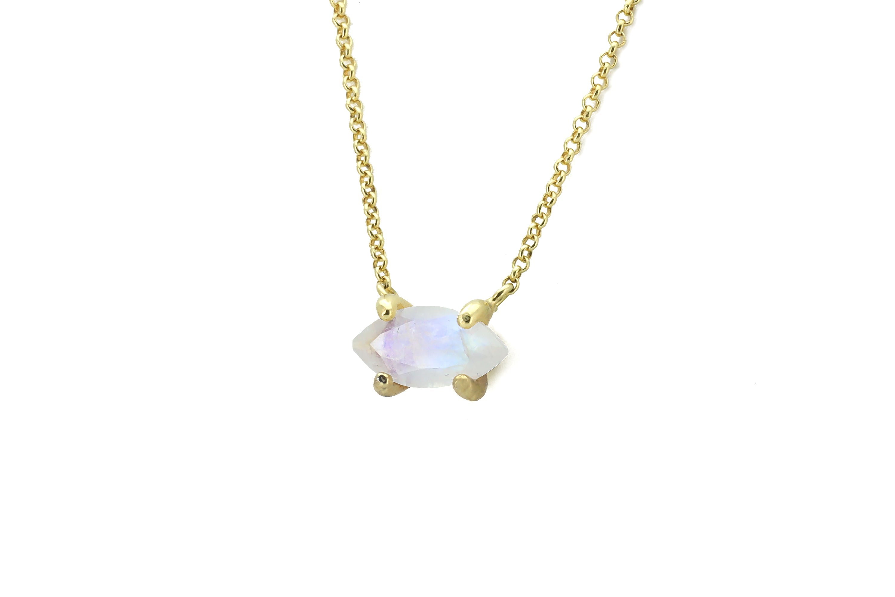 Marquise Cut Horizontal Moonstone Gold Pendant Necklace necklaces Anemone Unique