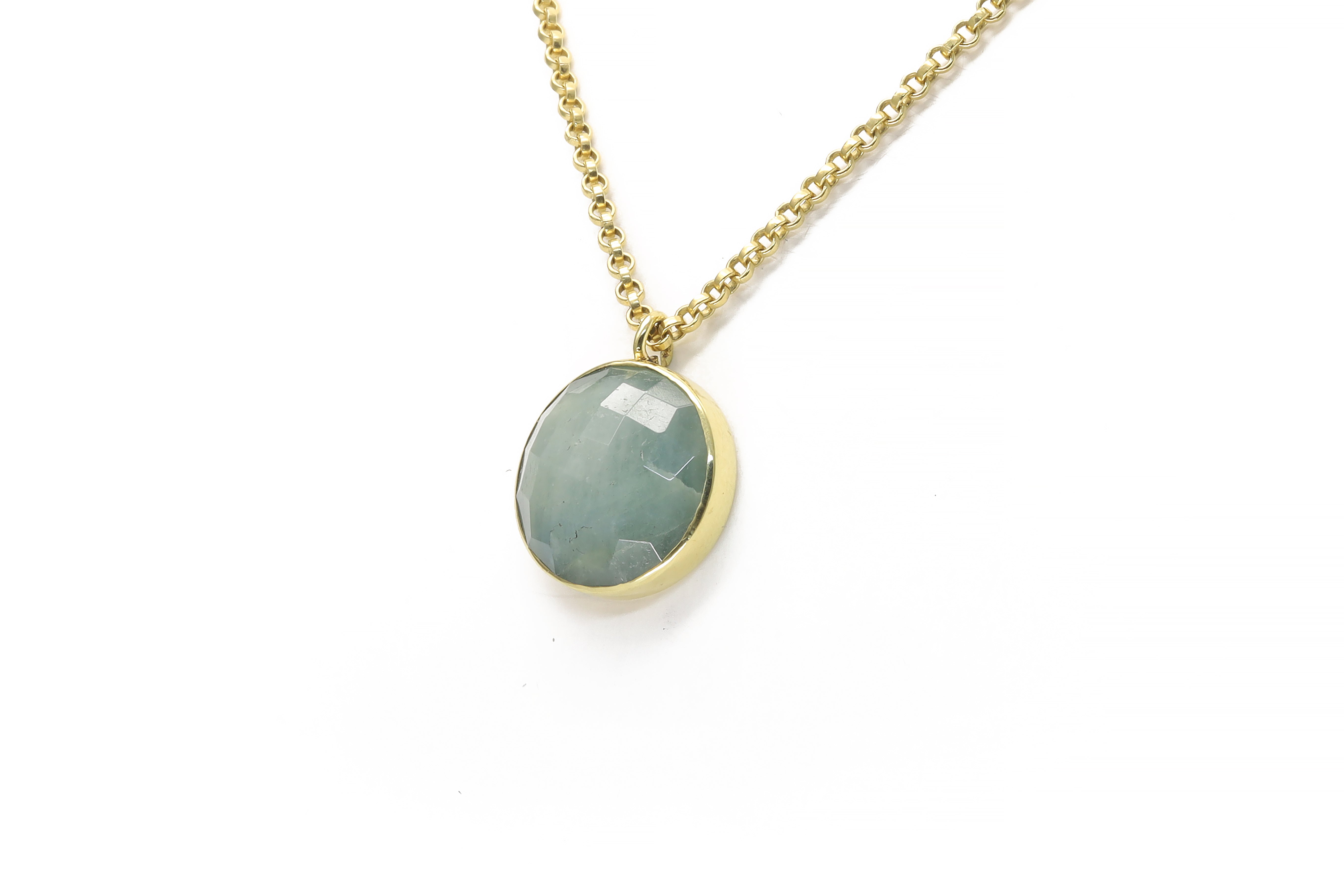 Aquamarine Gemstone Bezel Set Necklace in Gold necklaces Anemone Limited