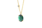 Long Gold Oval Emerald Gemstone Necklace with Cubic Zirconia necklaces Anemone Jewelry
