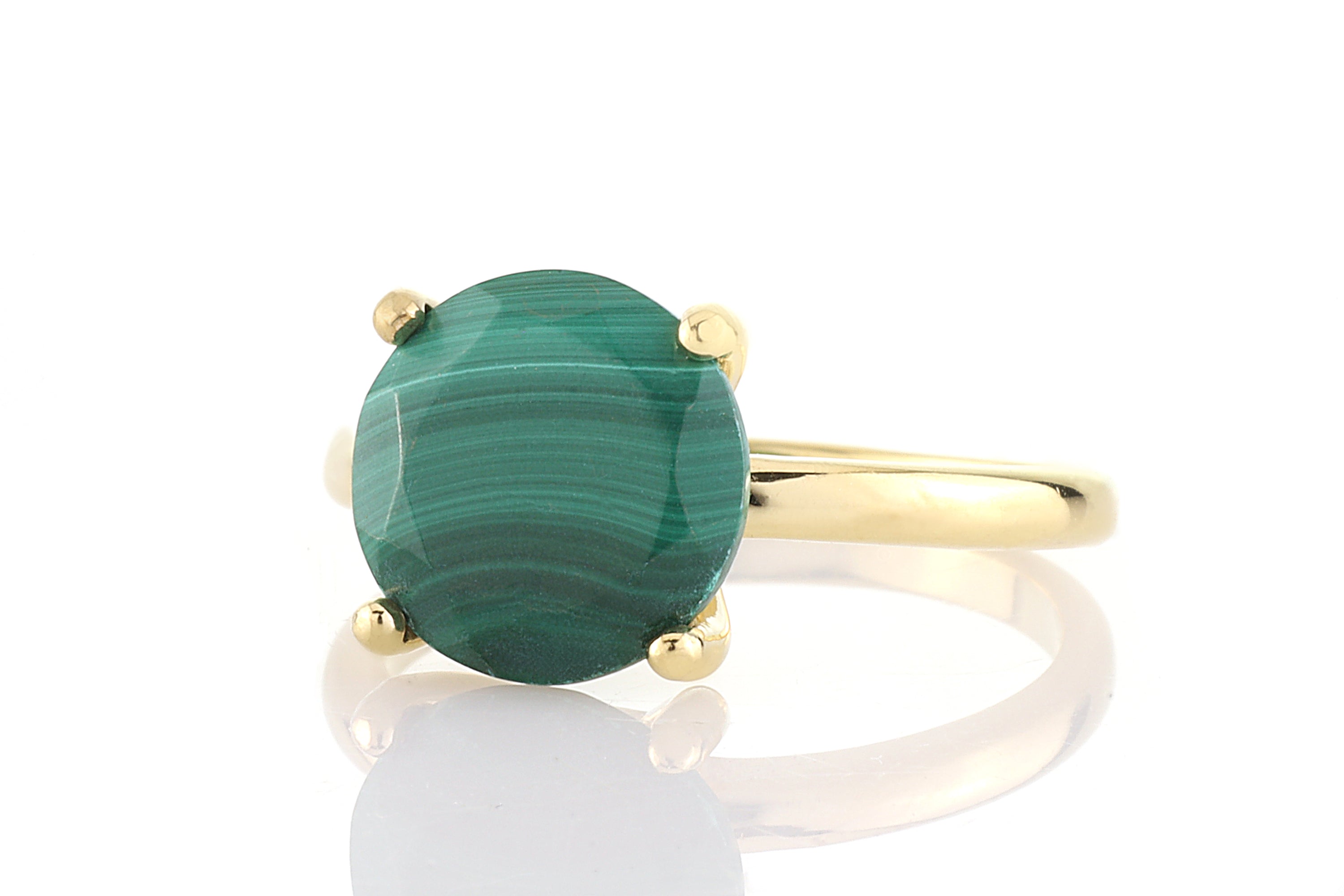 Stunning Round Malachite Gold Filled Ring Rings Anemone Unique