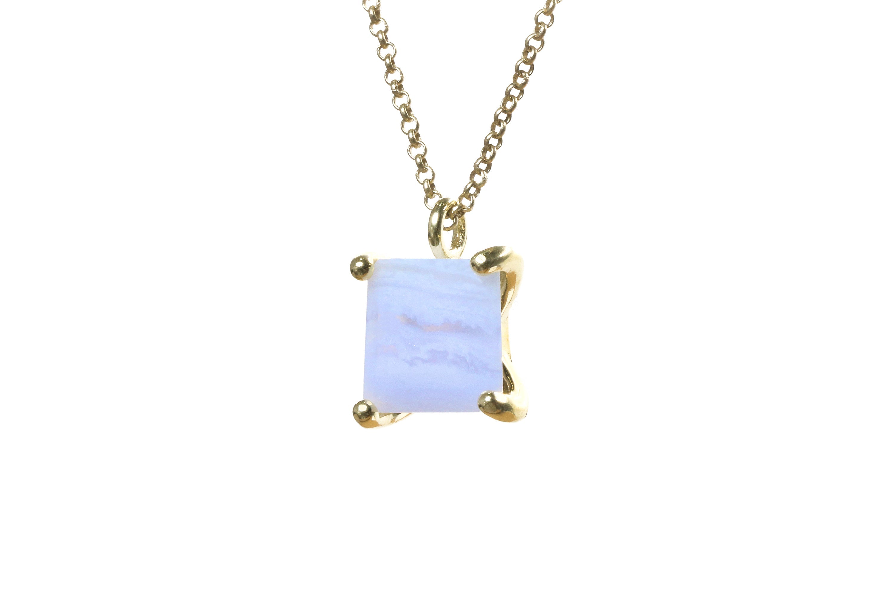 Adorable Gold Blue Lace Agate Necklace necklaces Anemone Unique