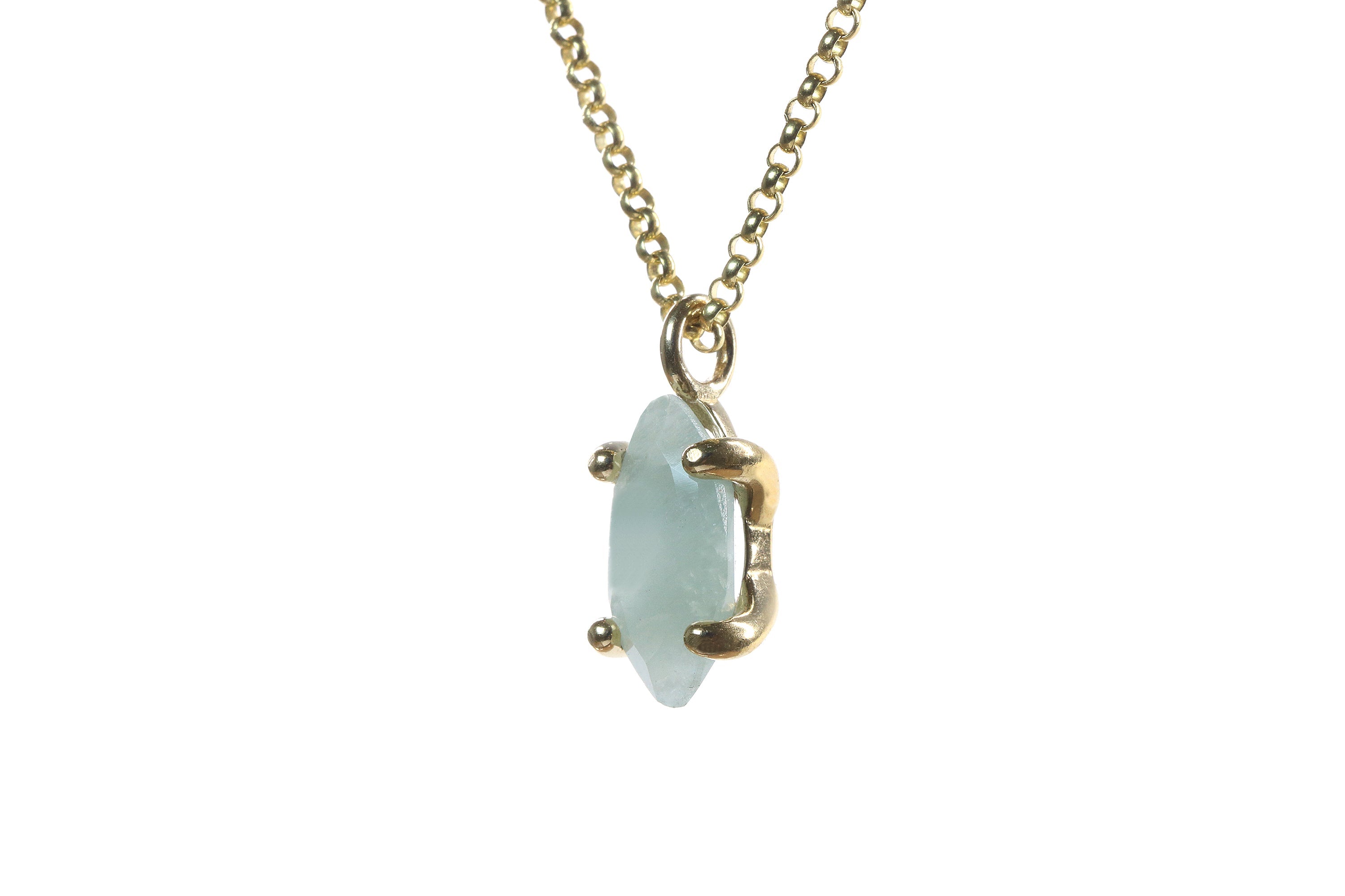 Marquise Aquamarine Pendant Necklace in Gold necklaces Anemone Unique