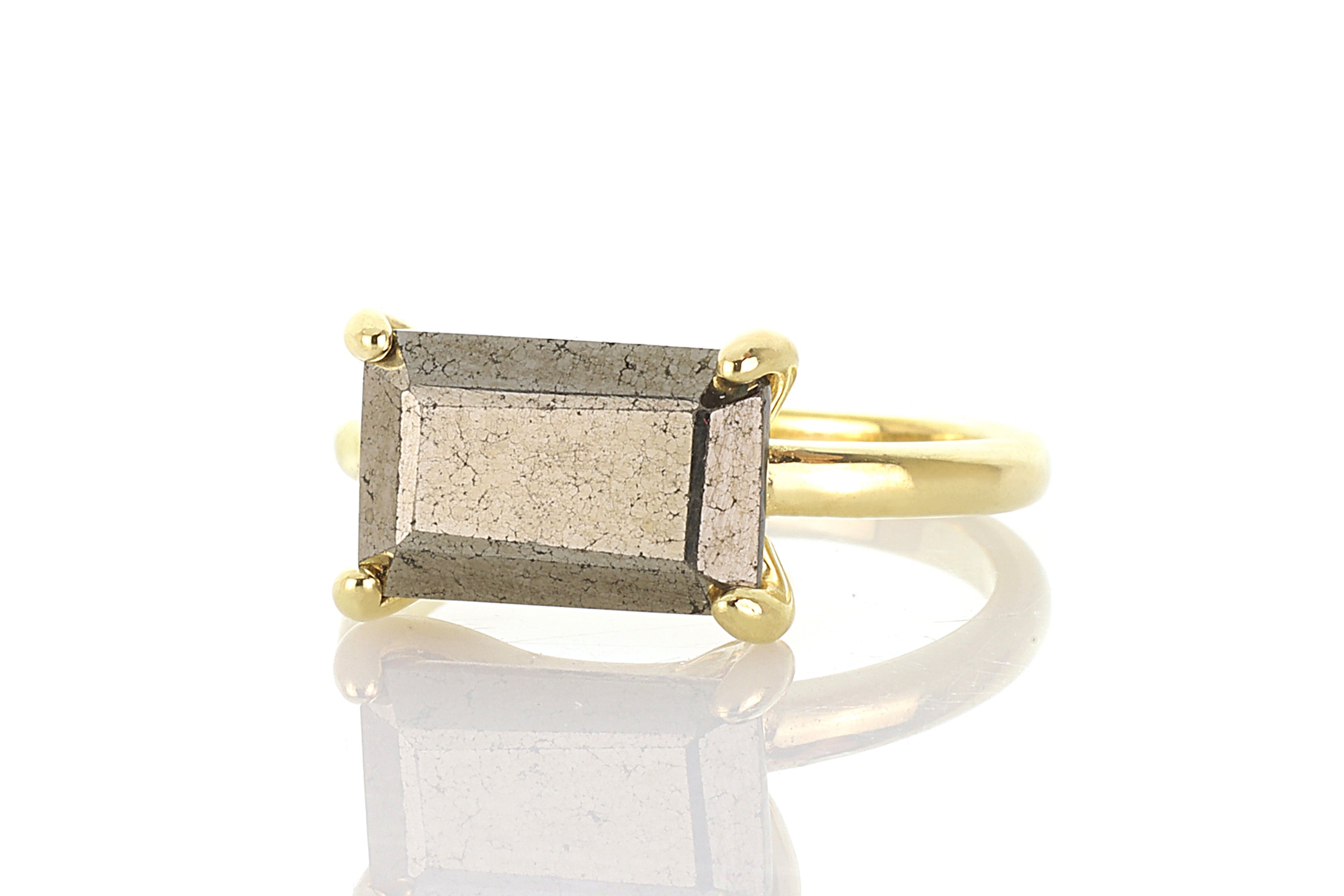 Shiny Pyrite Stone Ring in Gold Rings Anemone Unique