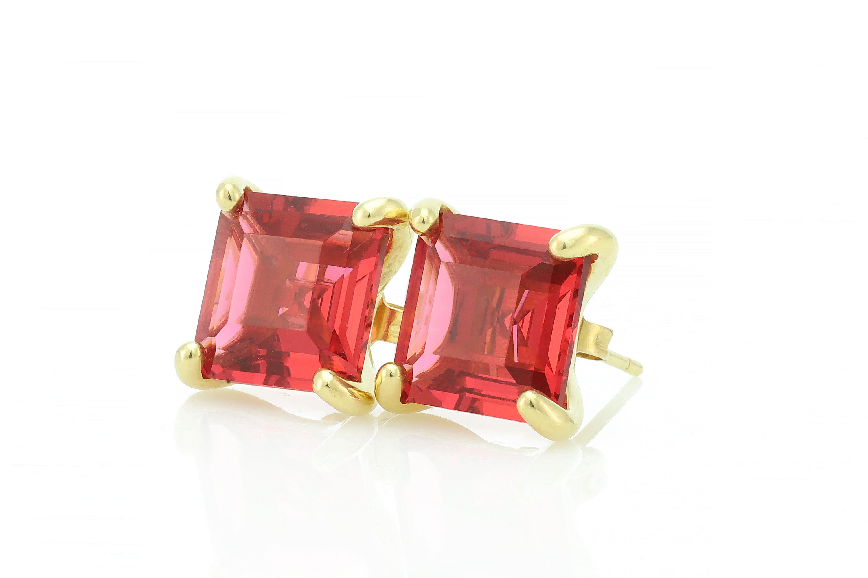 Square Cut Pink Tourmaline Gold Filled Earrings Earrings Anemone Unique