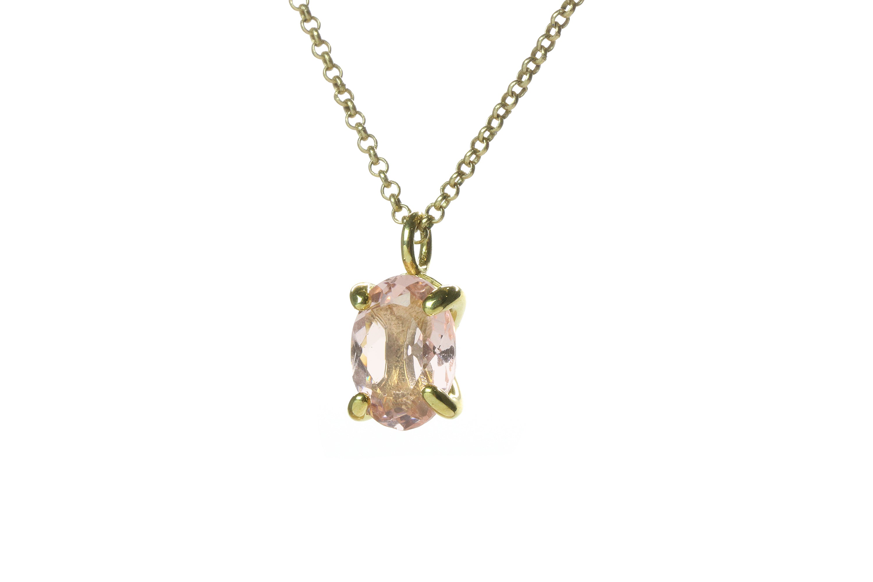 14k Gold Morganite Oval Cut Pendant Necklace necklaces Anemone Unique