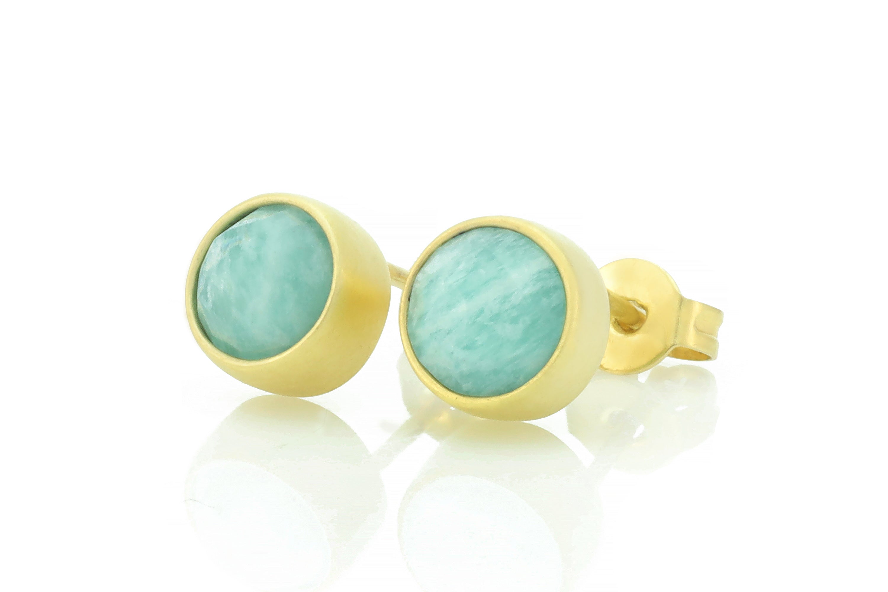 Dainty 14k Gold Amazonite Stud Earrings Earrings Anemone Limited