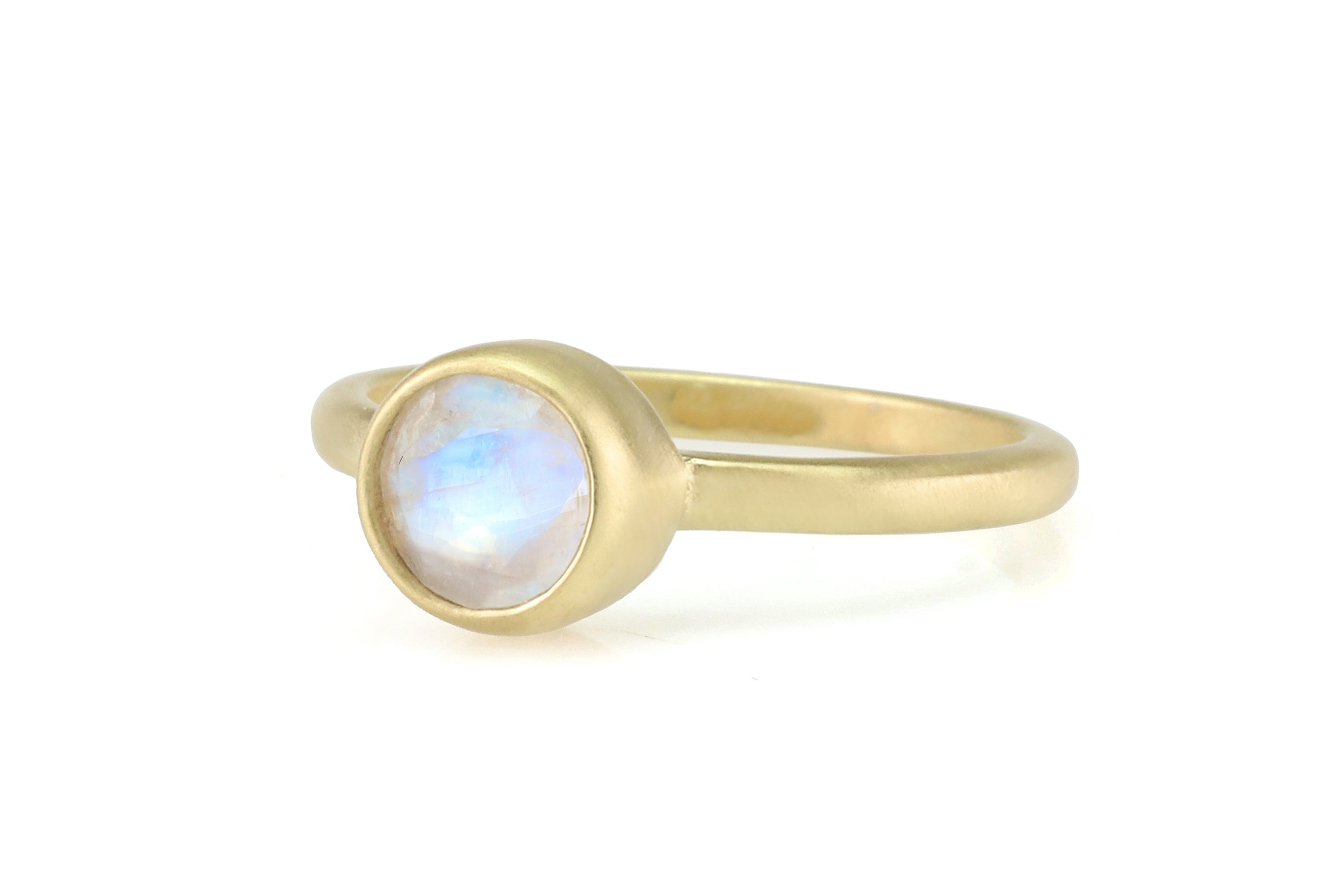 14k Gold Stack Ring with Rainbow Moonstone Rings Anemone Limited