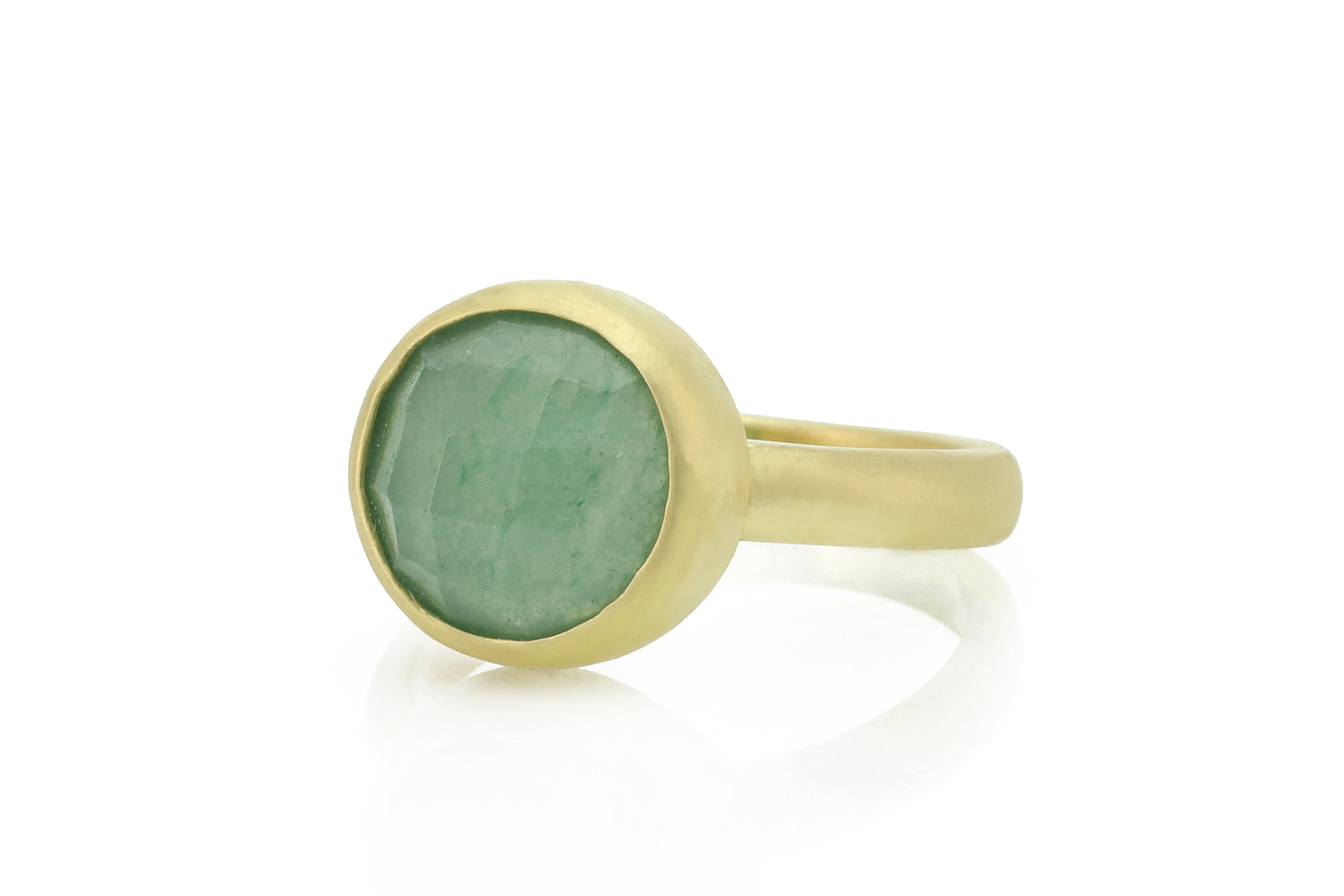 10mm Green Aventurine Round Gold Ring Rings Anemone Limited