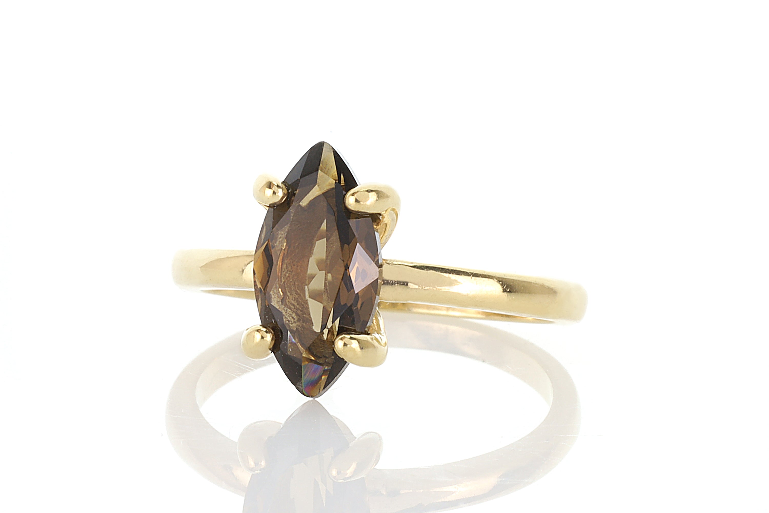 Rose Gold Ring with Smoky Quartz Gemstone Rings Anemone Unique