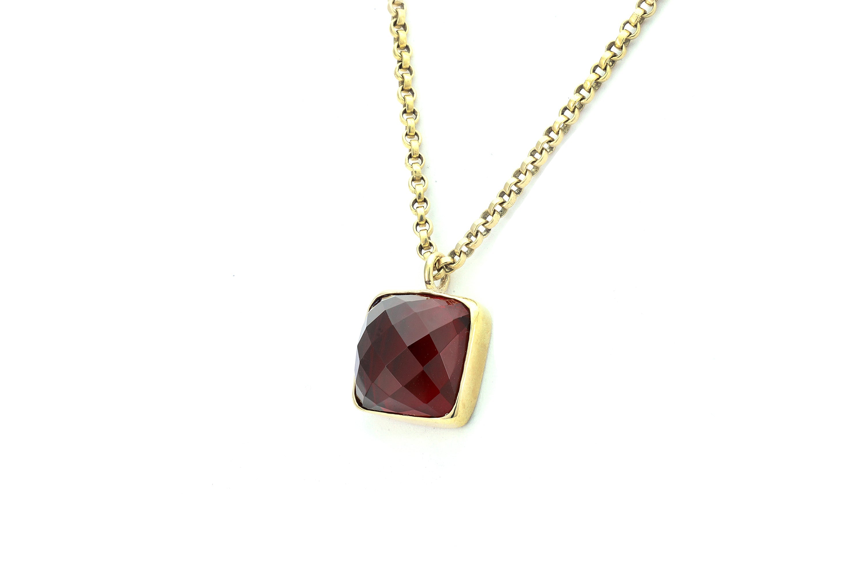 Bezel Set Garnet Pendant Necklace in Gold Filled necklaces Anemone Limited