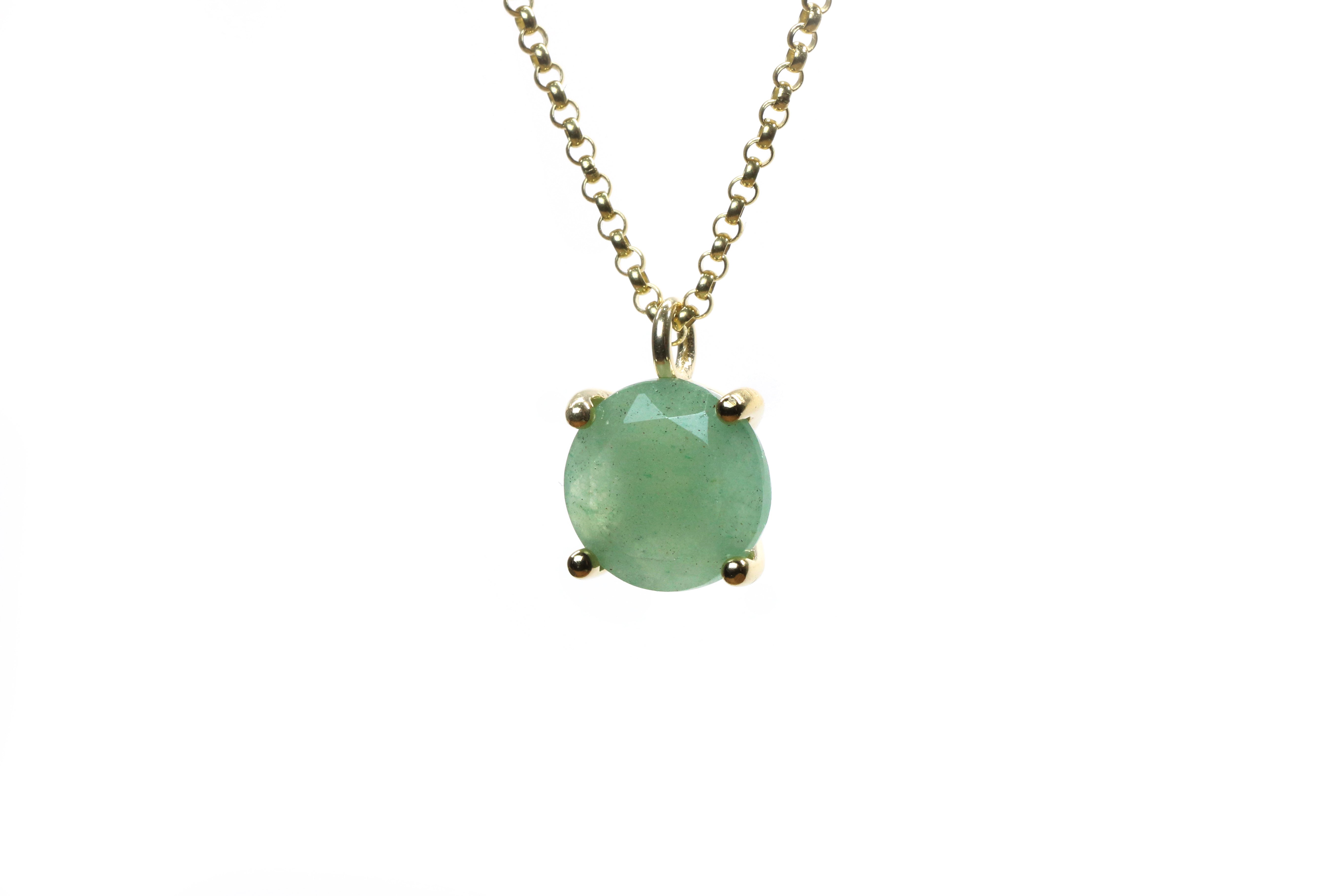 Aventurine Stone Gold Pendant Necklace necklaces Anemone Unique