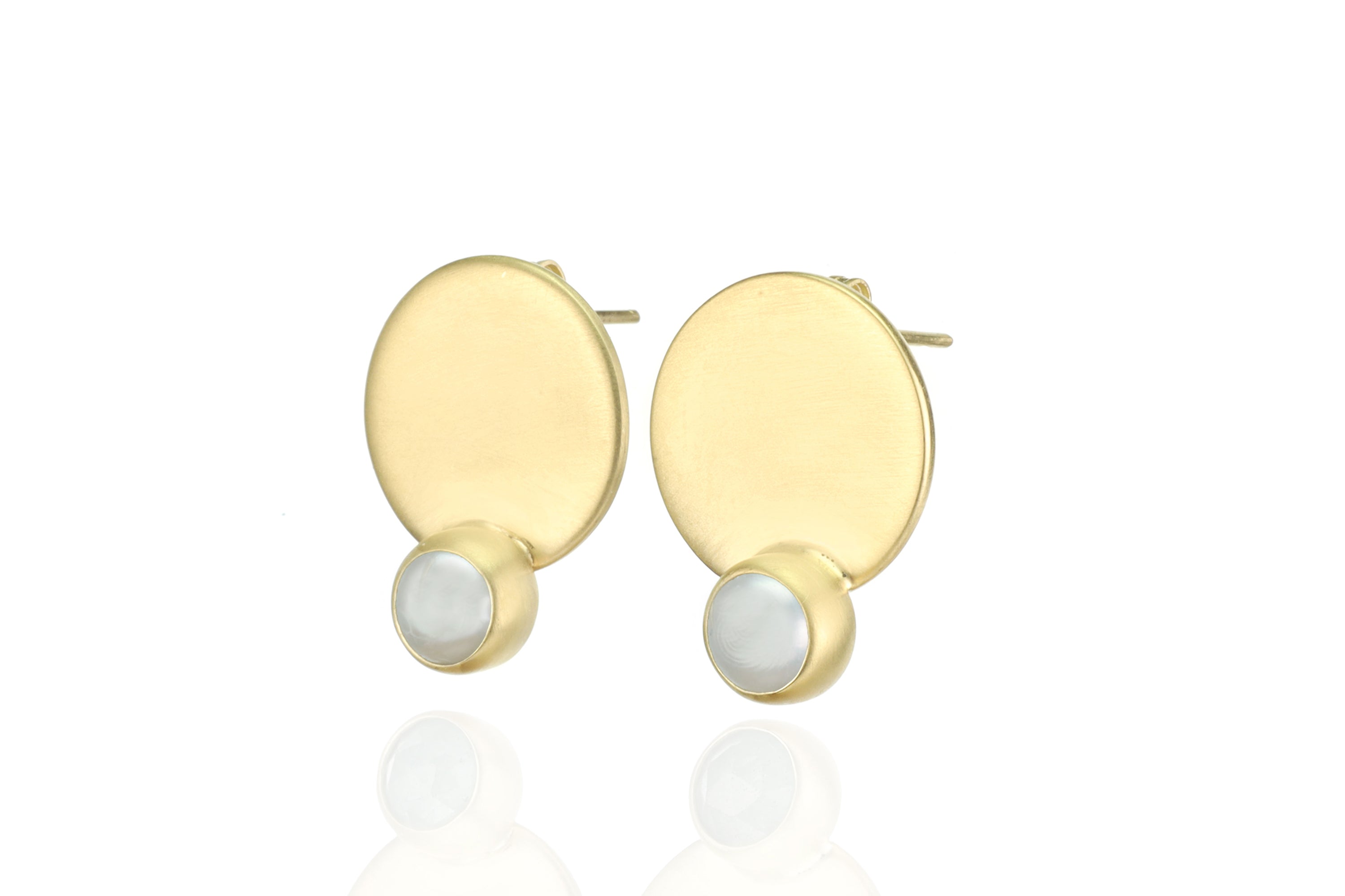 Gold Pearl Bezel Stud Coin Earrings Earrings Anemone Limited