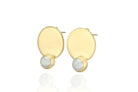 Gold Pearl Bezel Stud Coin Earrings Earrings Anemone Limited