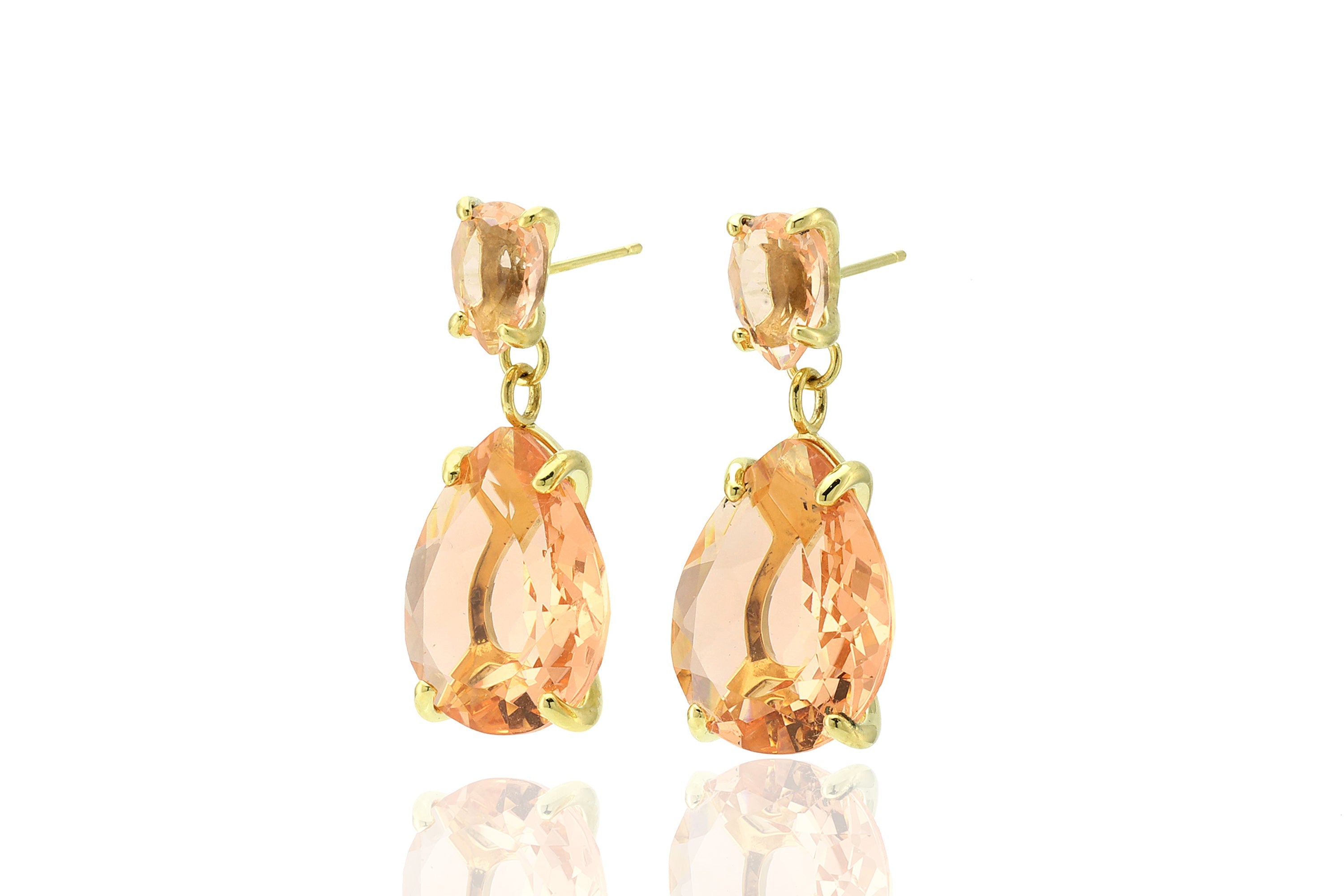 Pear Morganite Long Multi-Stone Gold Earrings Earrings Anemone Jewelry