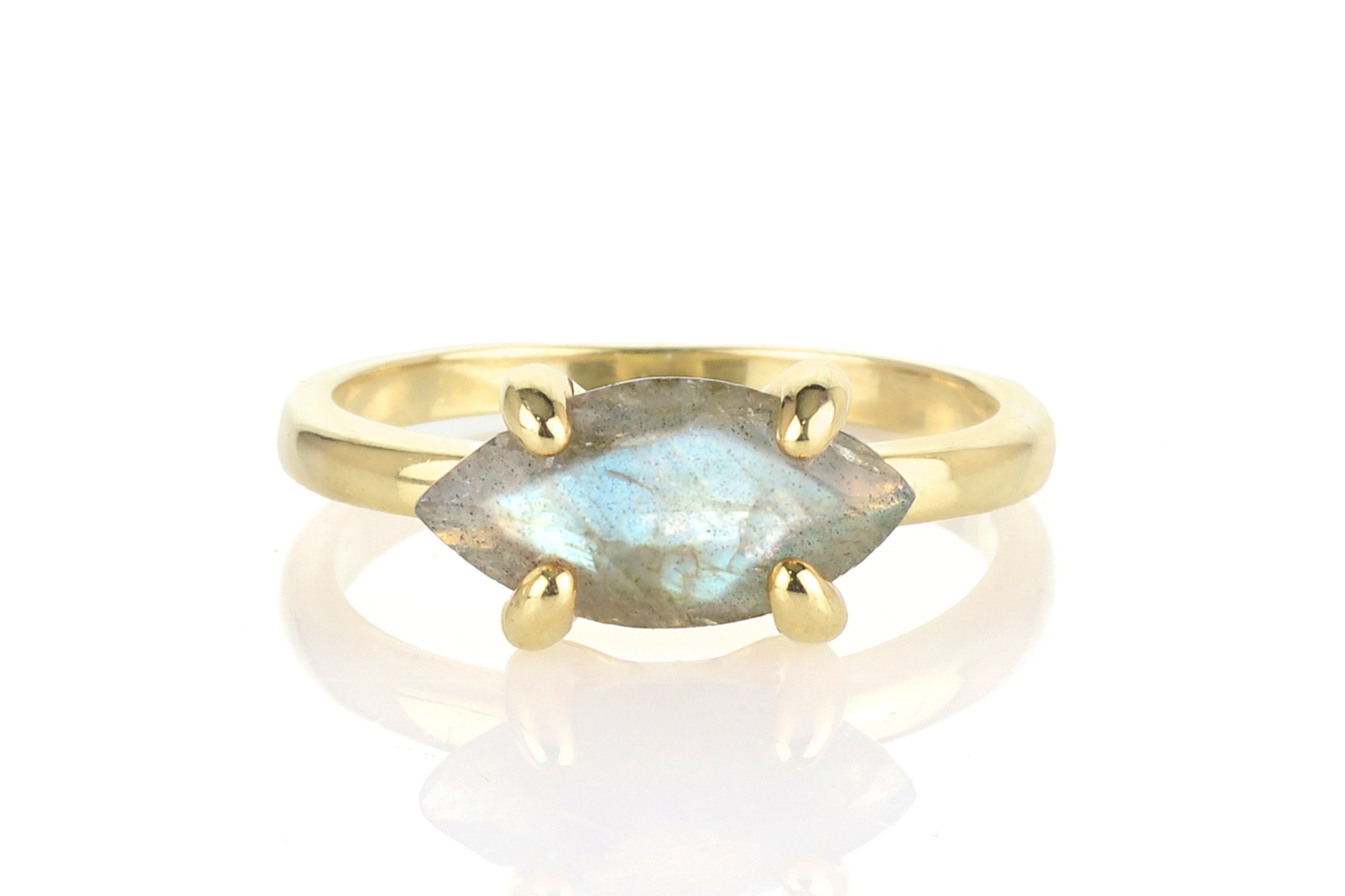 14K Gold-Filled Marquise Labradorite Ring Rings Anemone Unique