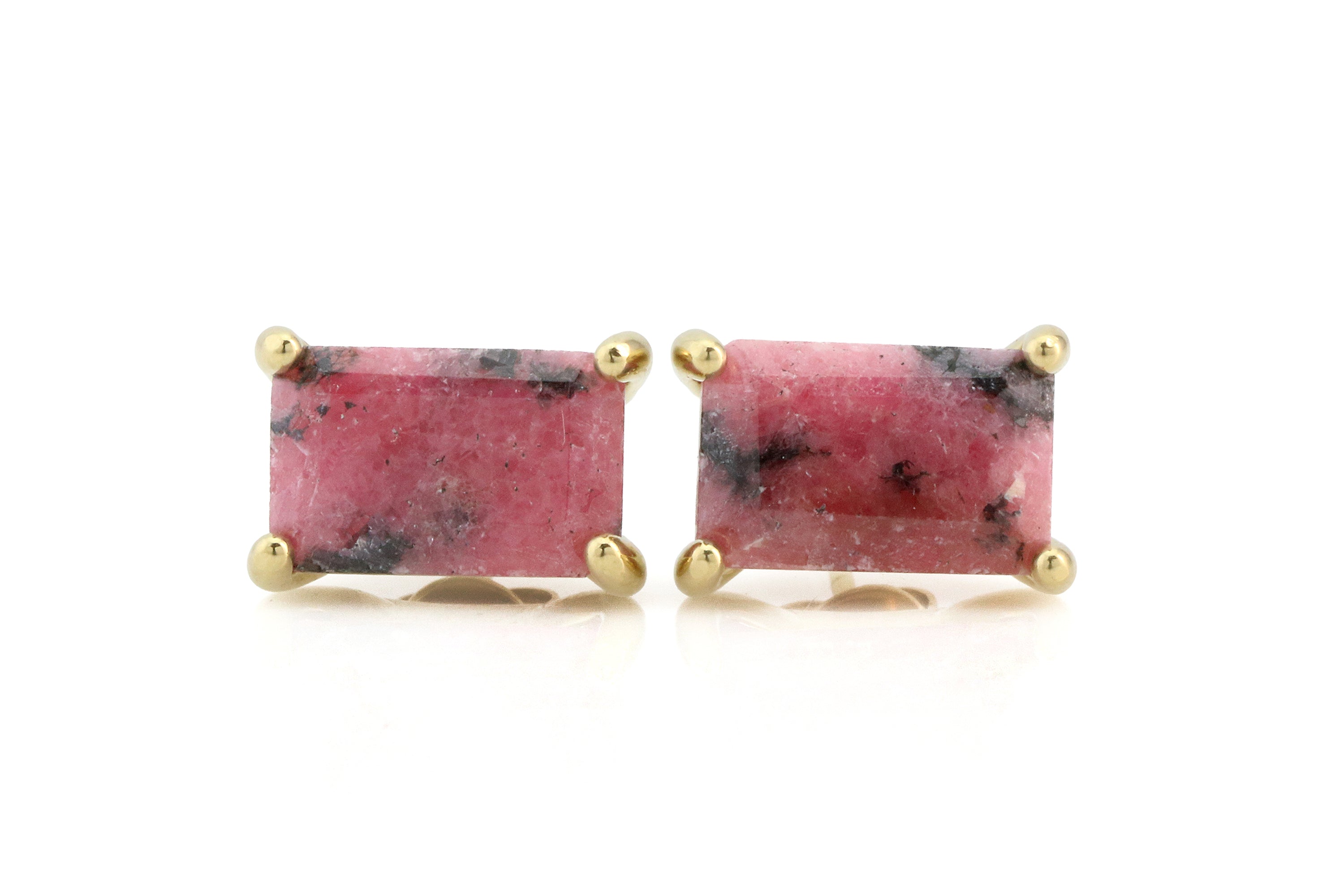 Rhodonite Crystal Earrings in Gold Earrings Anemone Unique