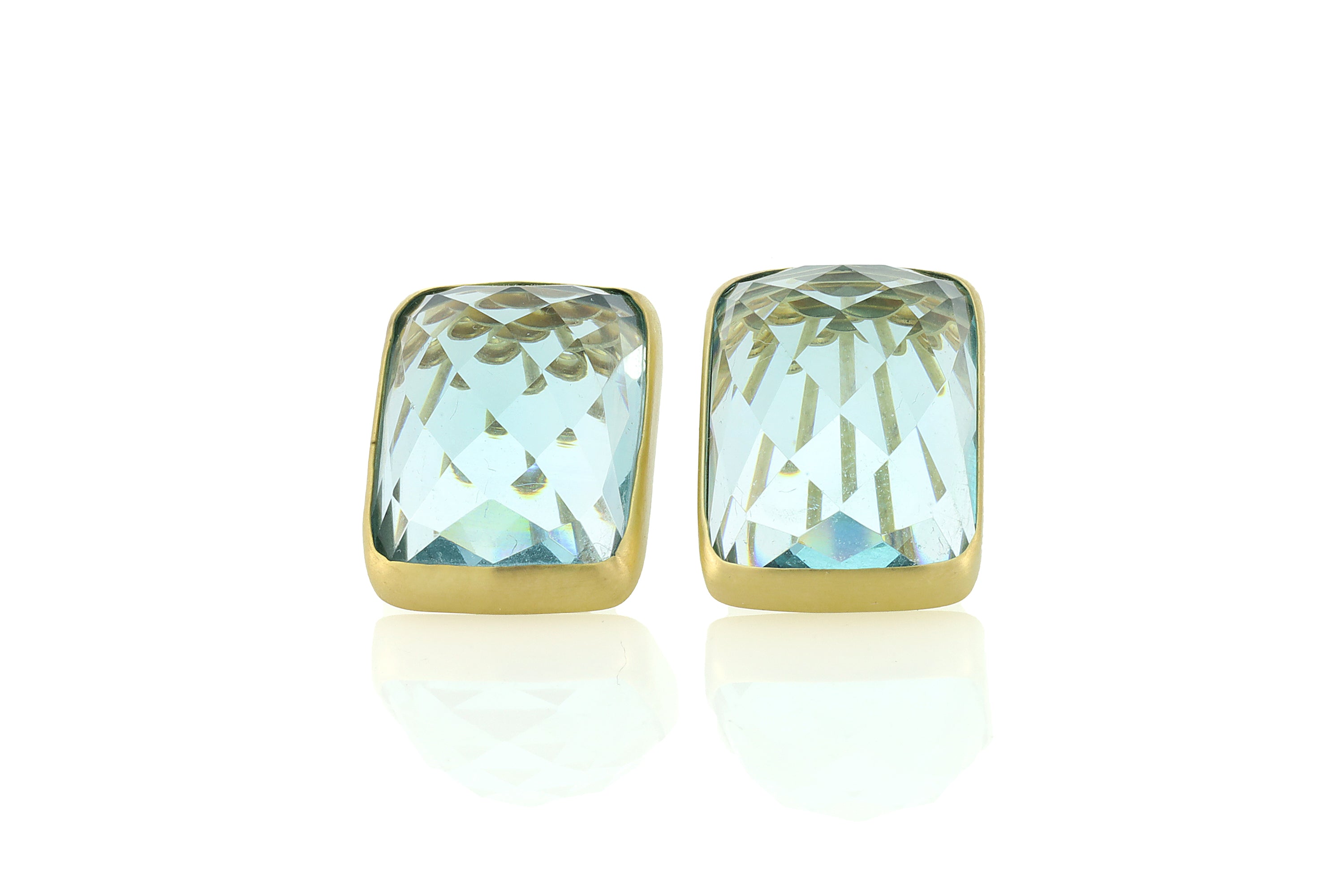 Blue Topaz Bezel Gold Stud Earrings Earrings Anemone Limited