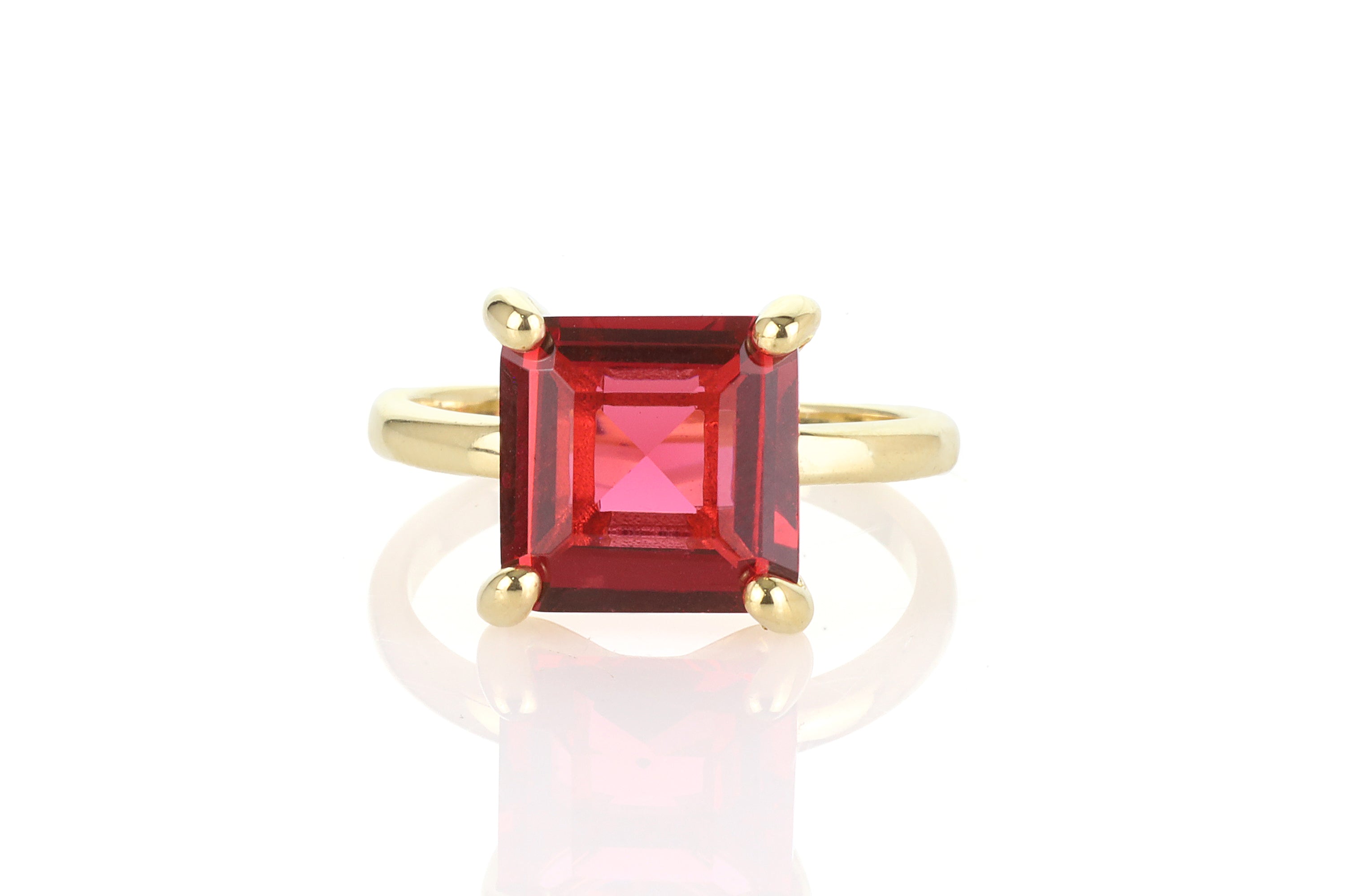14k Square Cut Pink Tourmaline Ring Rings Anemone Unique