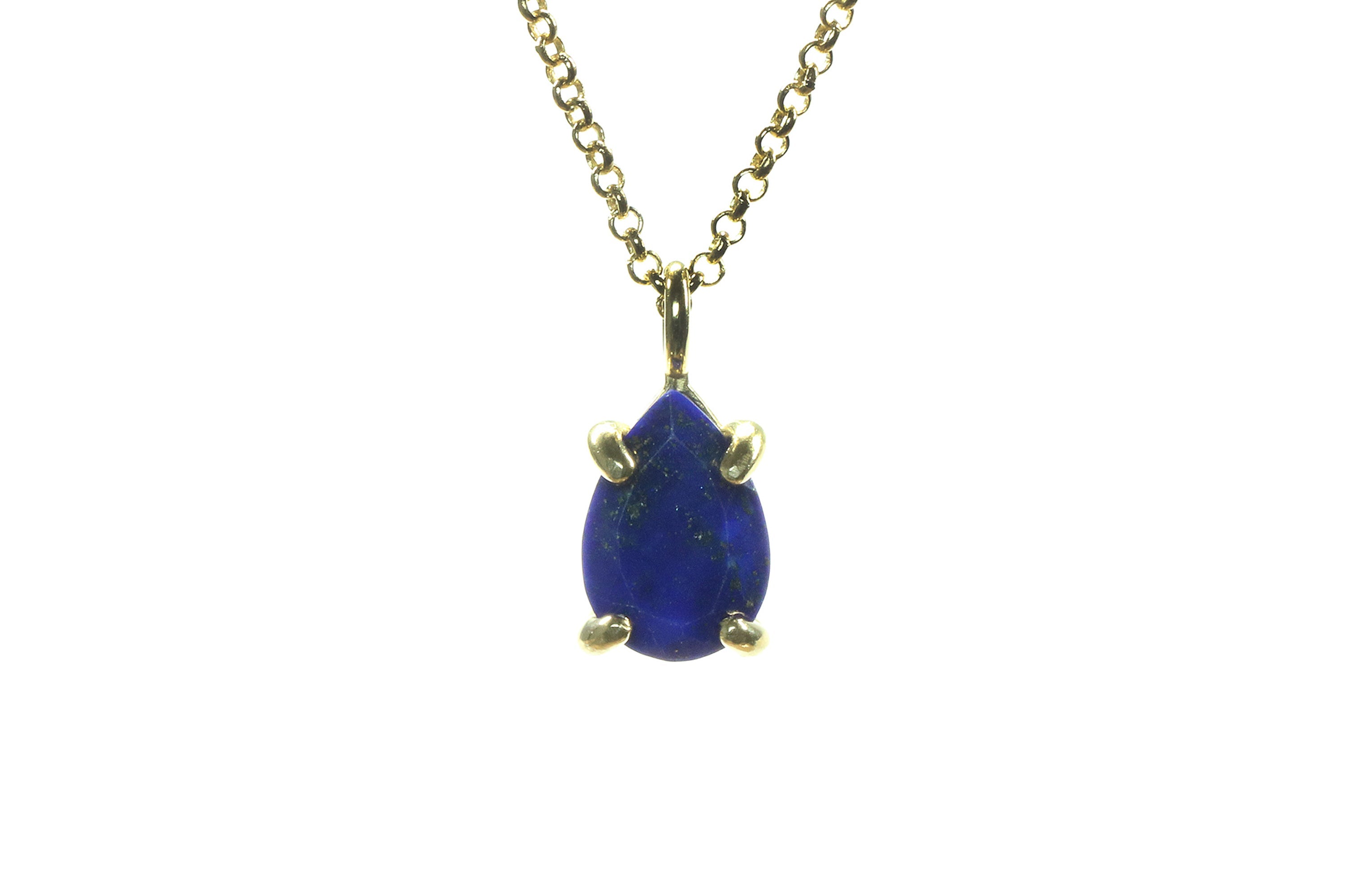 Pear Lapis Lazuli Sterling Silver Necklace necklaces Anemone Unique