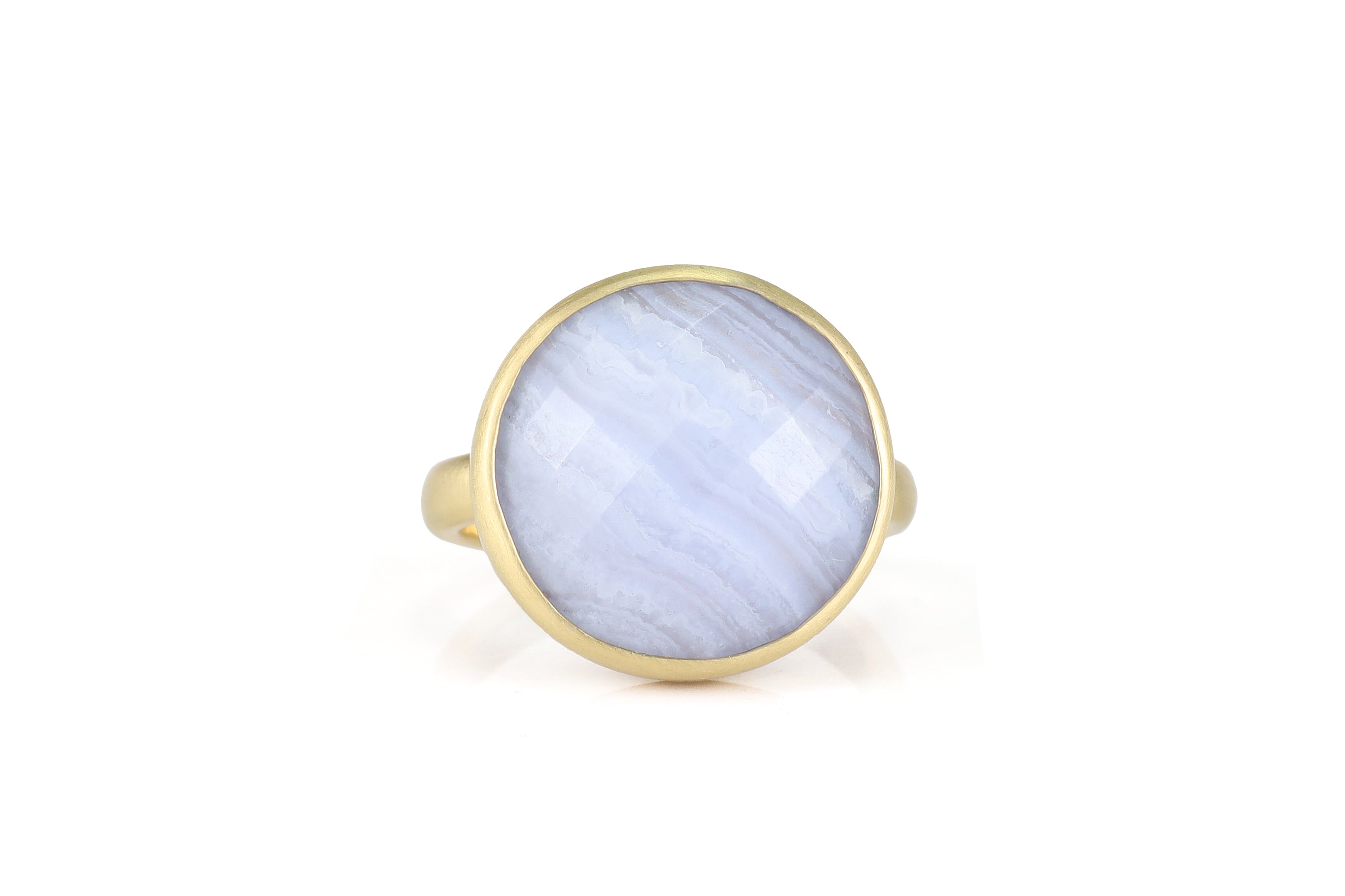 Round Blue Lace Agate Gold Ring Rings Anemone Limited