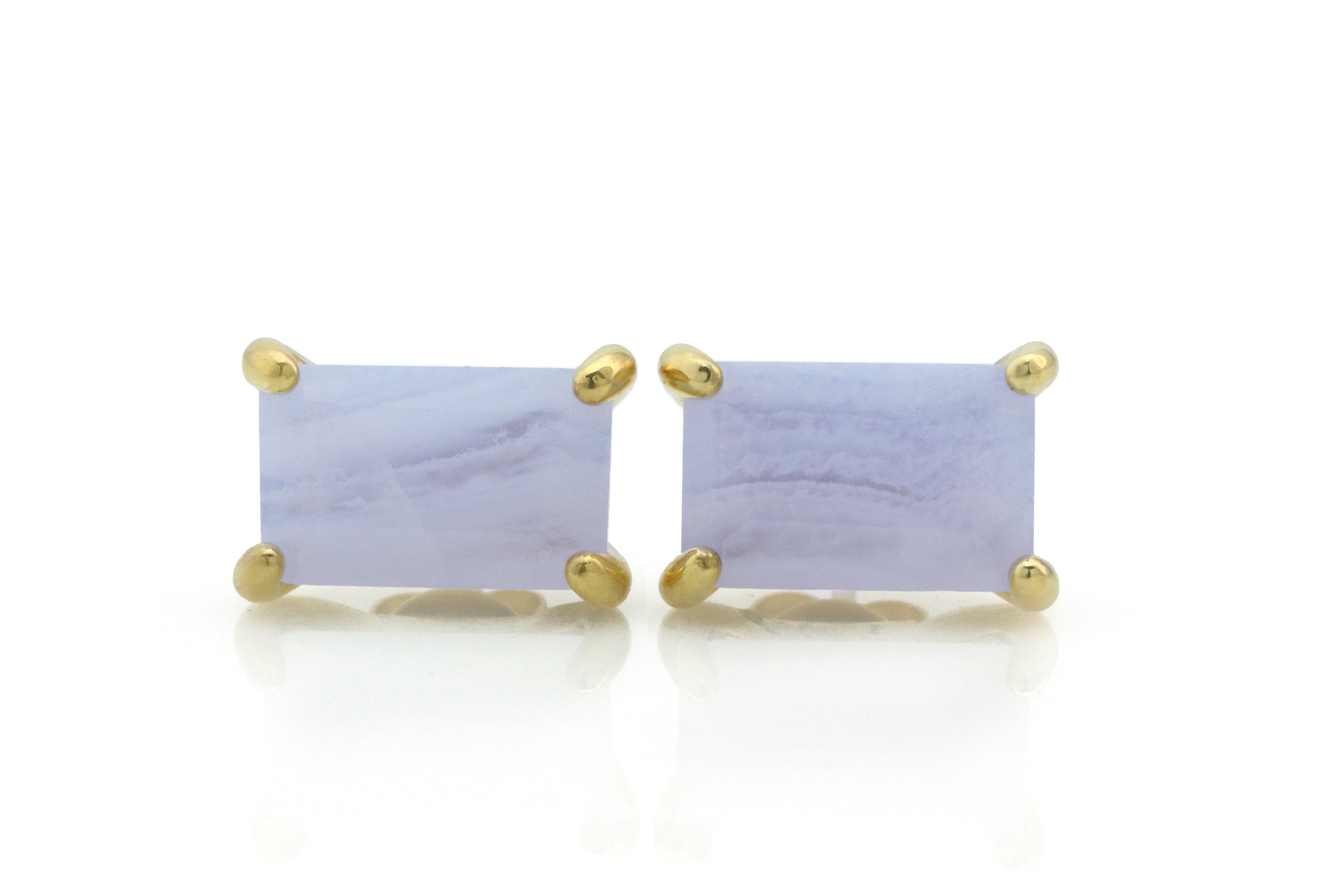 Blue Lace Agate Stud Earrings in Gold Earrings Anemone Unique