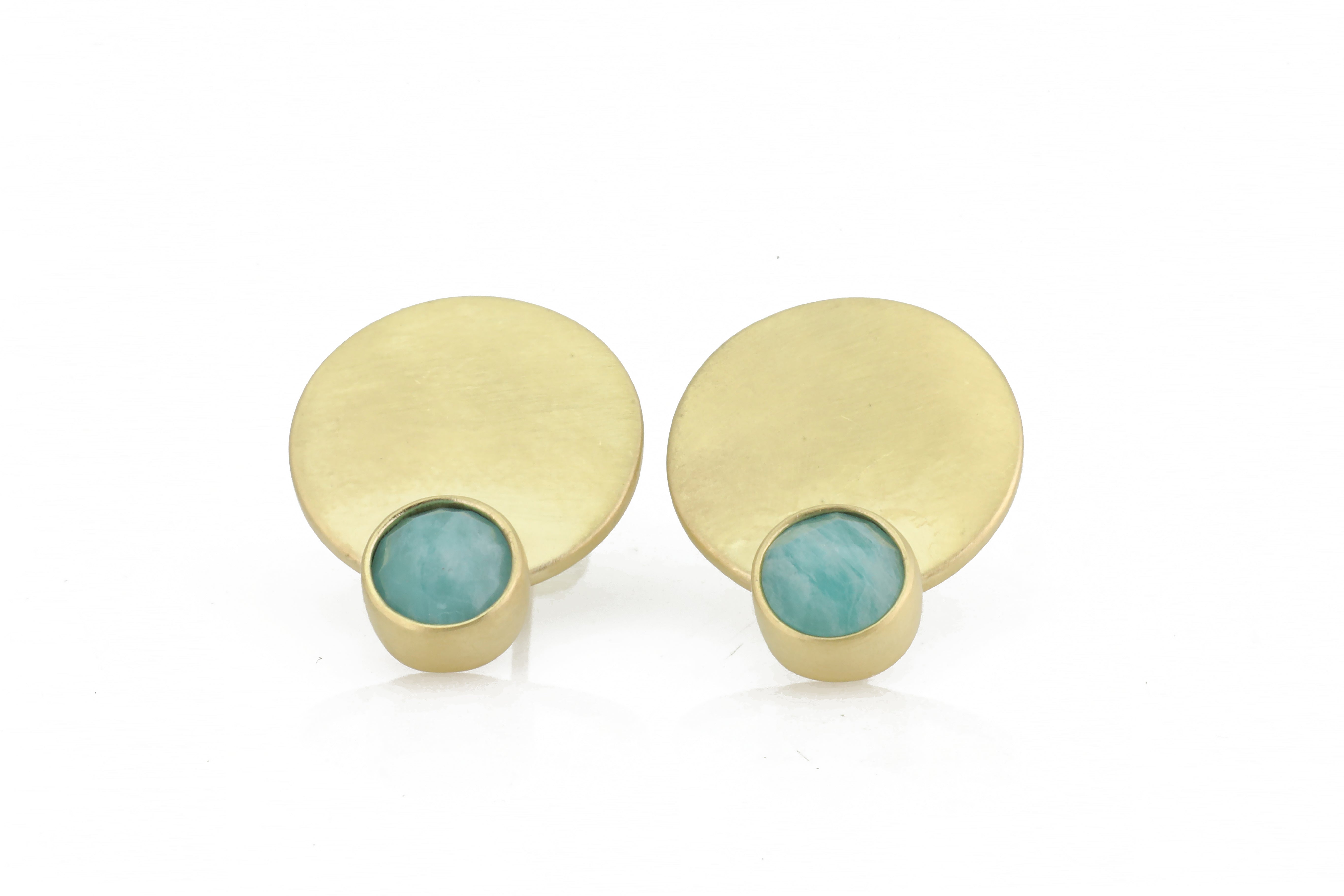 Gold Amazonite Bezel Set Gold Stud Earrings Earrings Anemone Limited