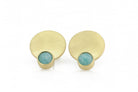Gold Amazonite Bezel Set Gold Stud Earrings Earrings Anemone Limited