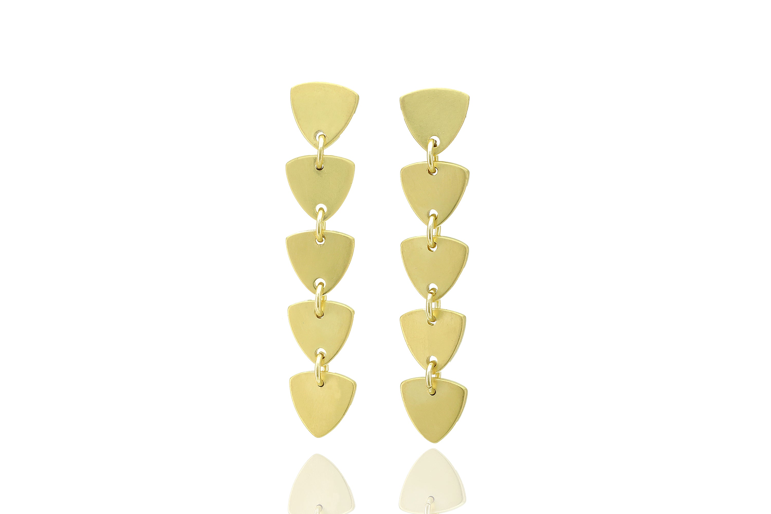 Geometrical Gold Dangle Earrings with 5 Triangle Coins Earrings Anemone Jewelry