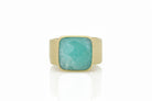 Thick Wide Amazonite Square Gemstone Gold Ring Rings Anemone Limited
