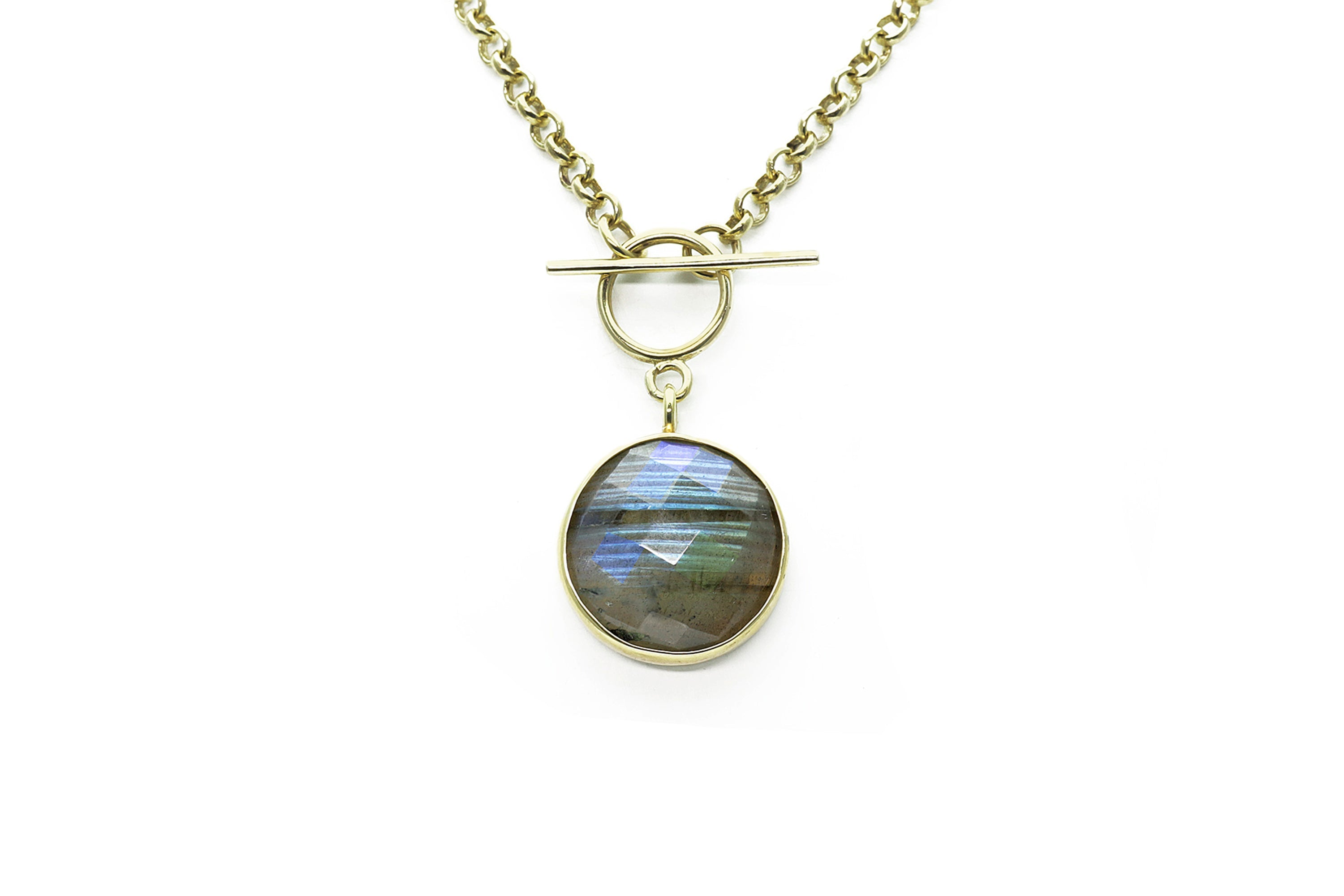 Mixed Flash Labradorite Bezel Set Toggle Clasp Gold Necklace necklaces Anemone Limited