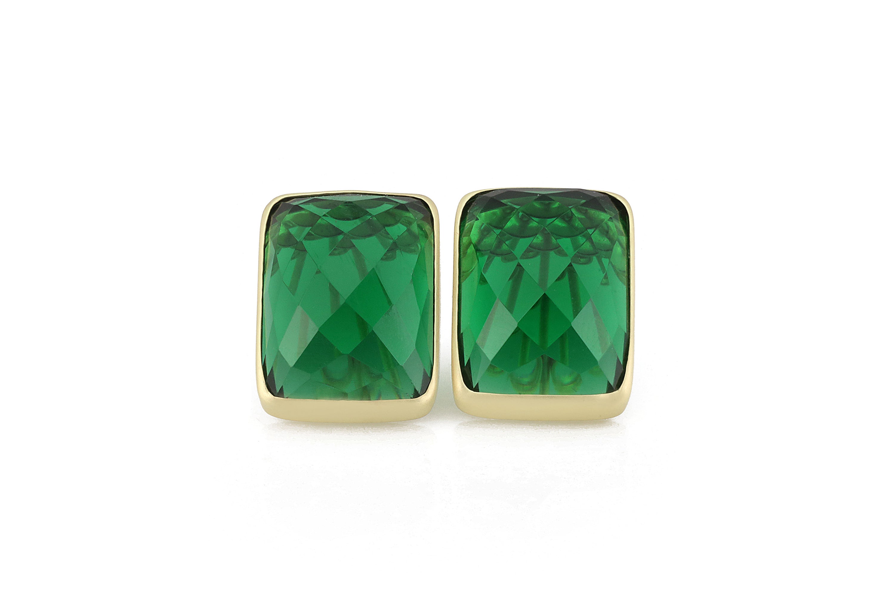 Rectangle Emerald Bezel Earrings in Gold Earrings Anemone Limited