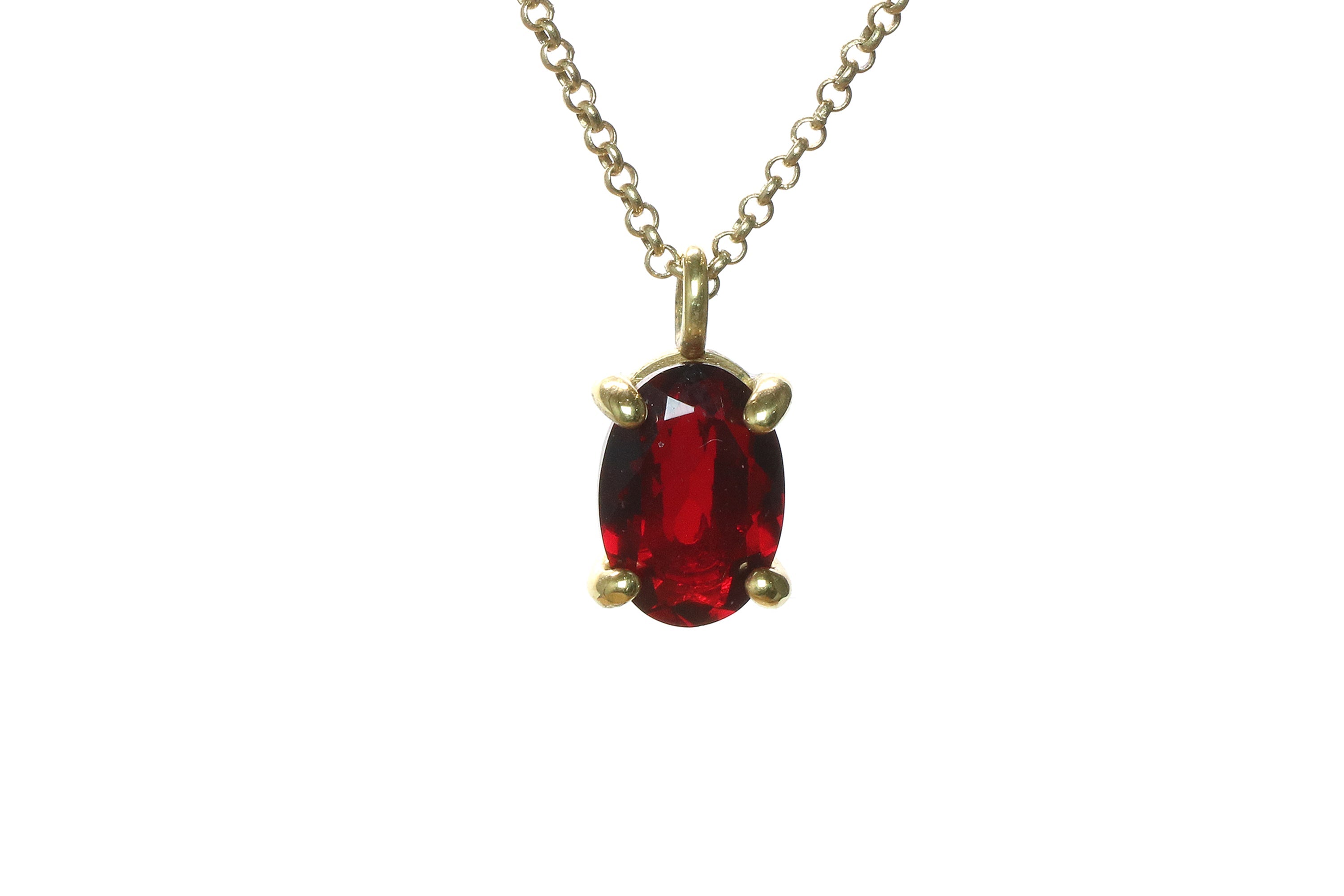 Adorable Vibrant Garnet Necklace in Gold necklaces Anemone Unique