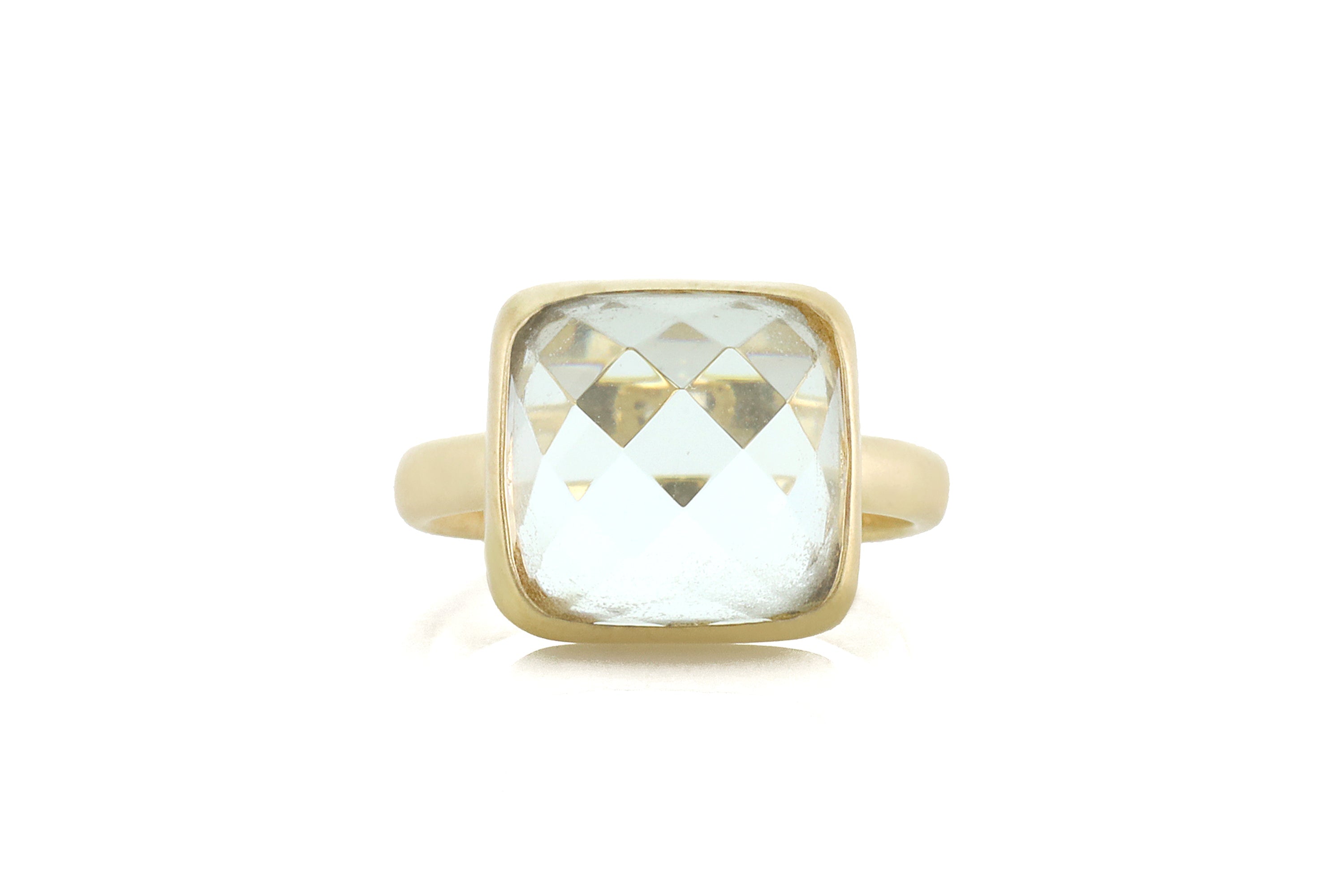 Gold Crystal Quartz Bezel Set Ring Rings Anemone Limited