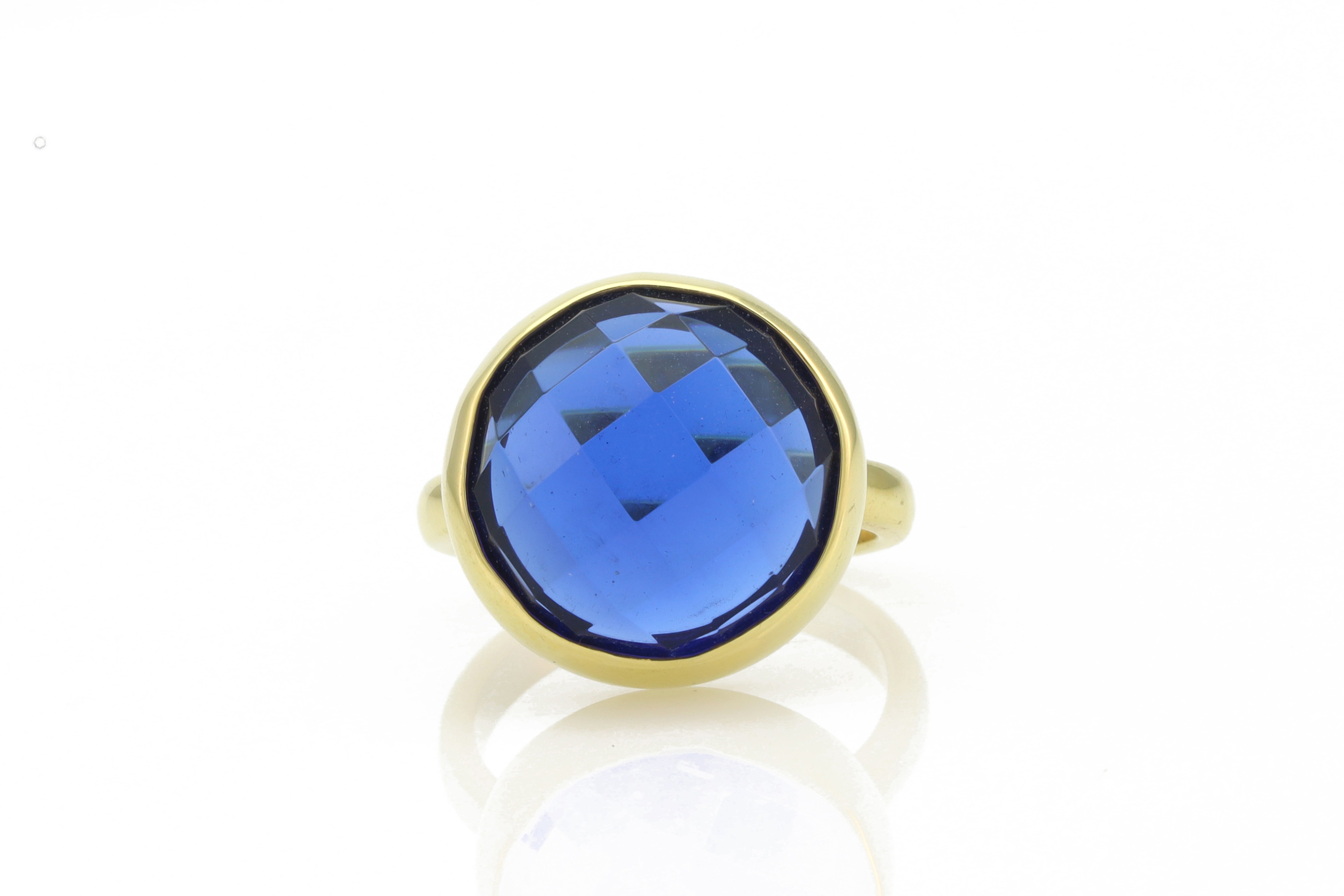 Large Bezel Set Blue Sapphire Statement 14k Gold Ring Rings Anemone Limited