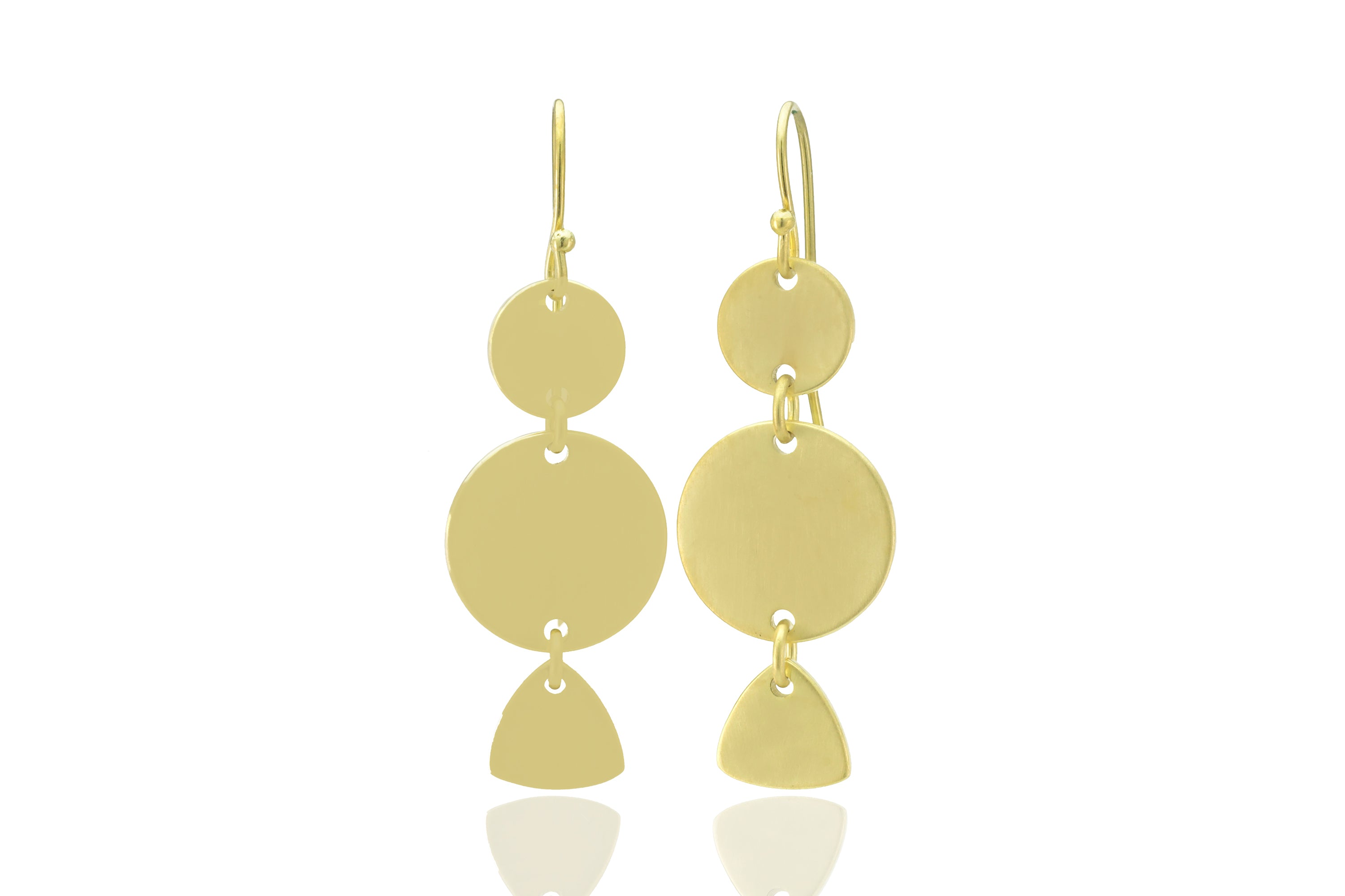 Gold Geometrical Dangle Earrings with 3 Coins Earrings Anemone Jewelry