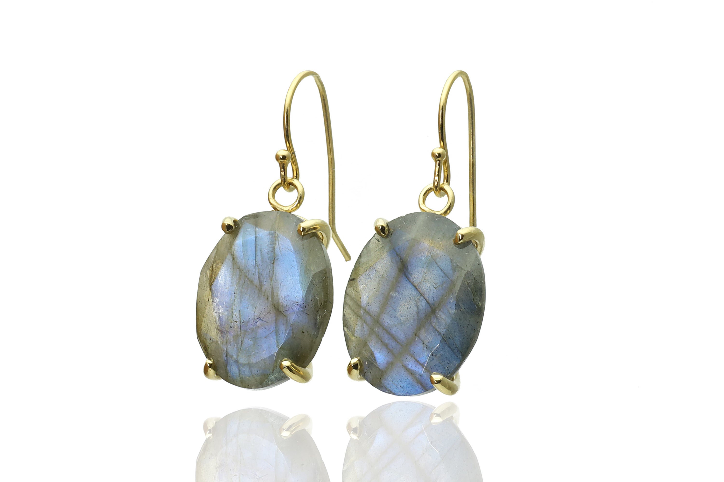 Vintage Oval Cut Labradorite Sterling Silver Earrings Earrings Anemone Jewelry