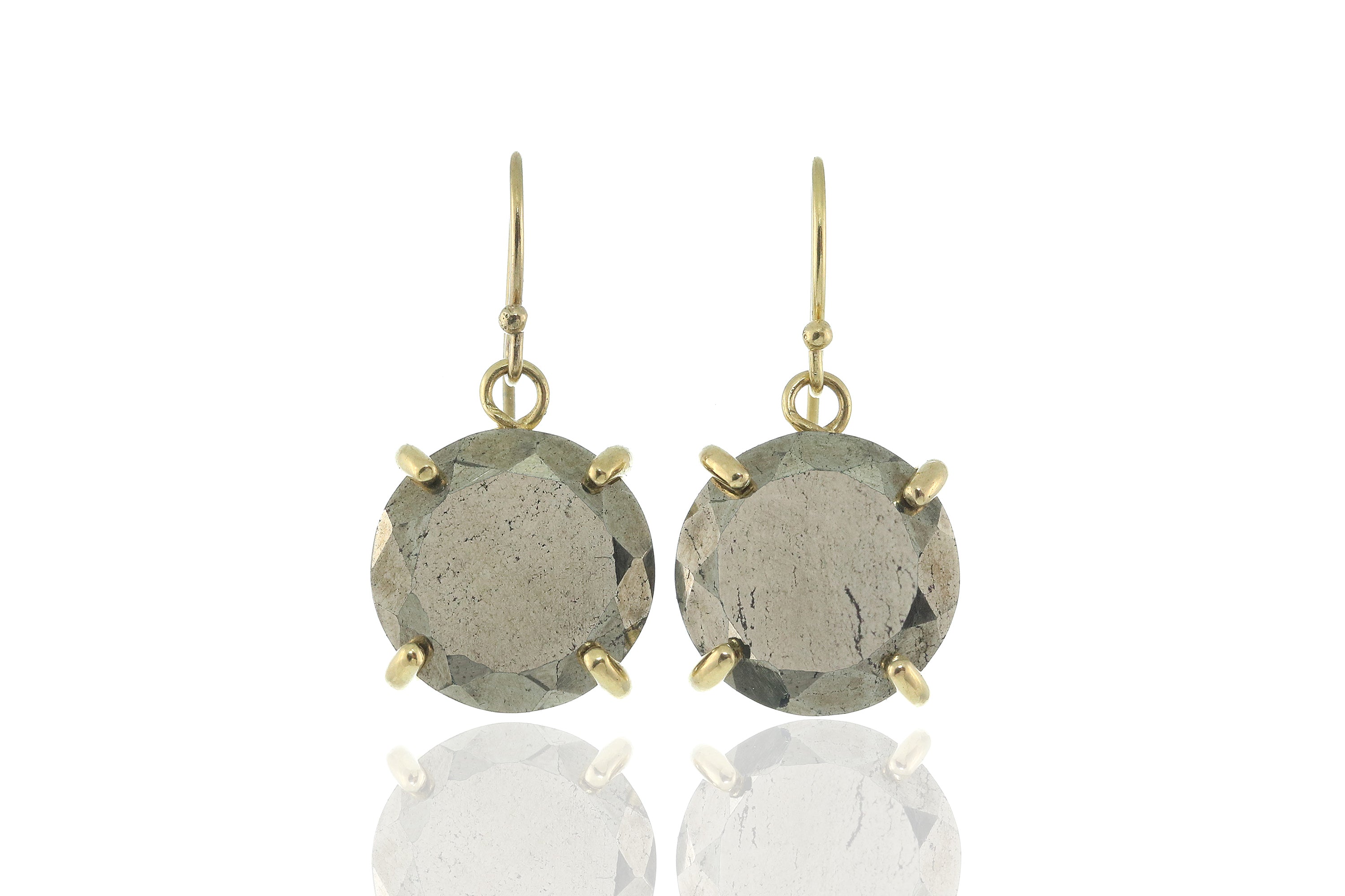 Statement Pyrite Stone Earrings in Gold Earrings Anemone Jewelry