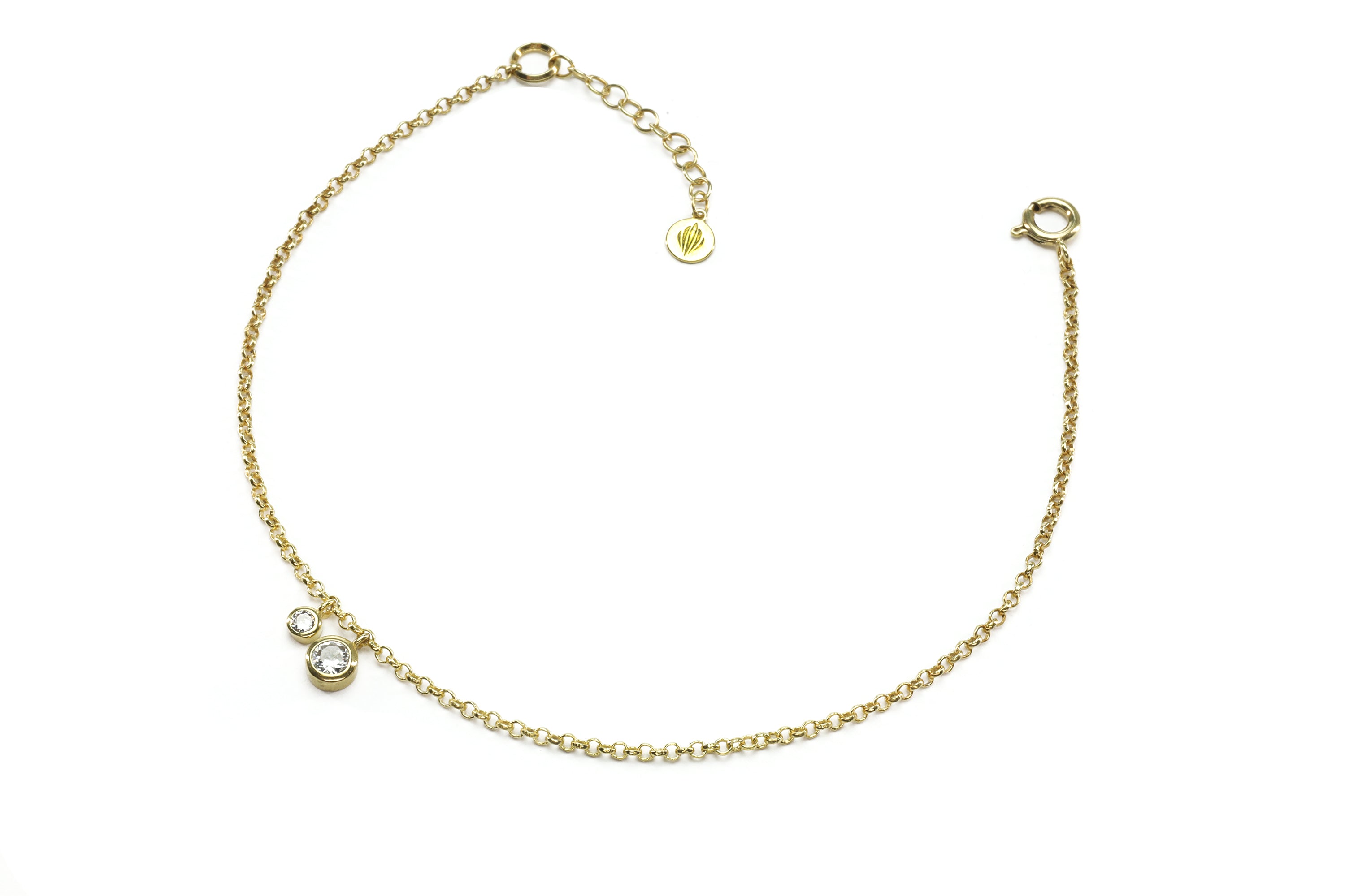Minimalist Gold Anklet with Cubic Zirconia Charms Anklet Anemone Unique
