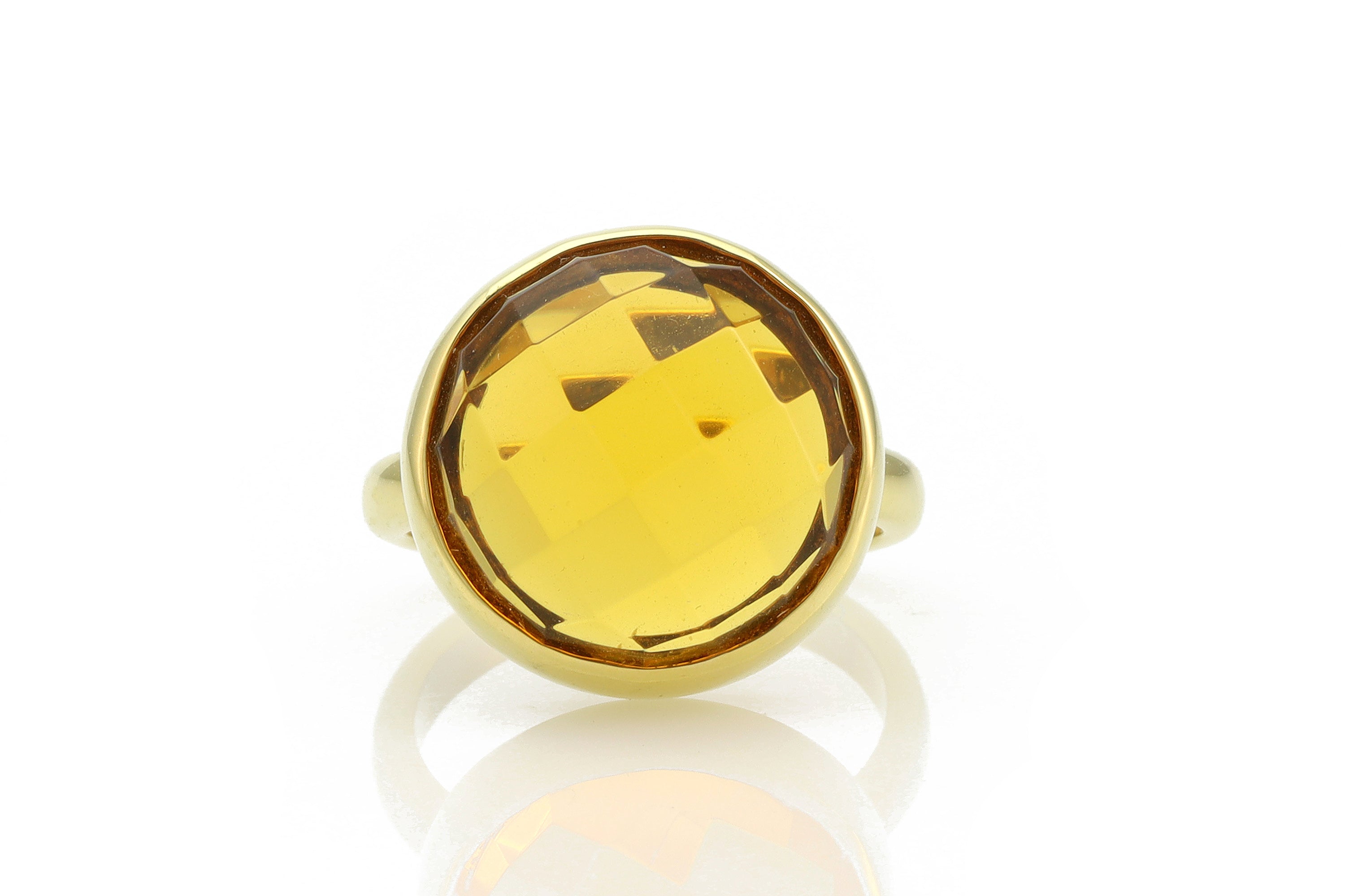 Round Citrine Bezel Ring in 14k Gold Rings Anemone Limited