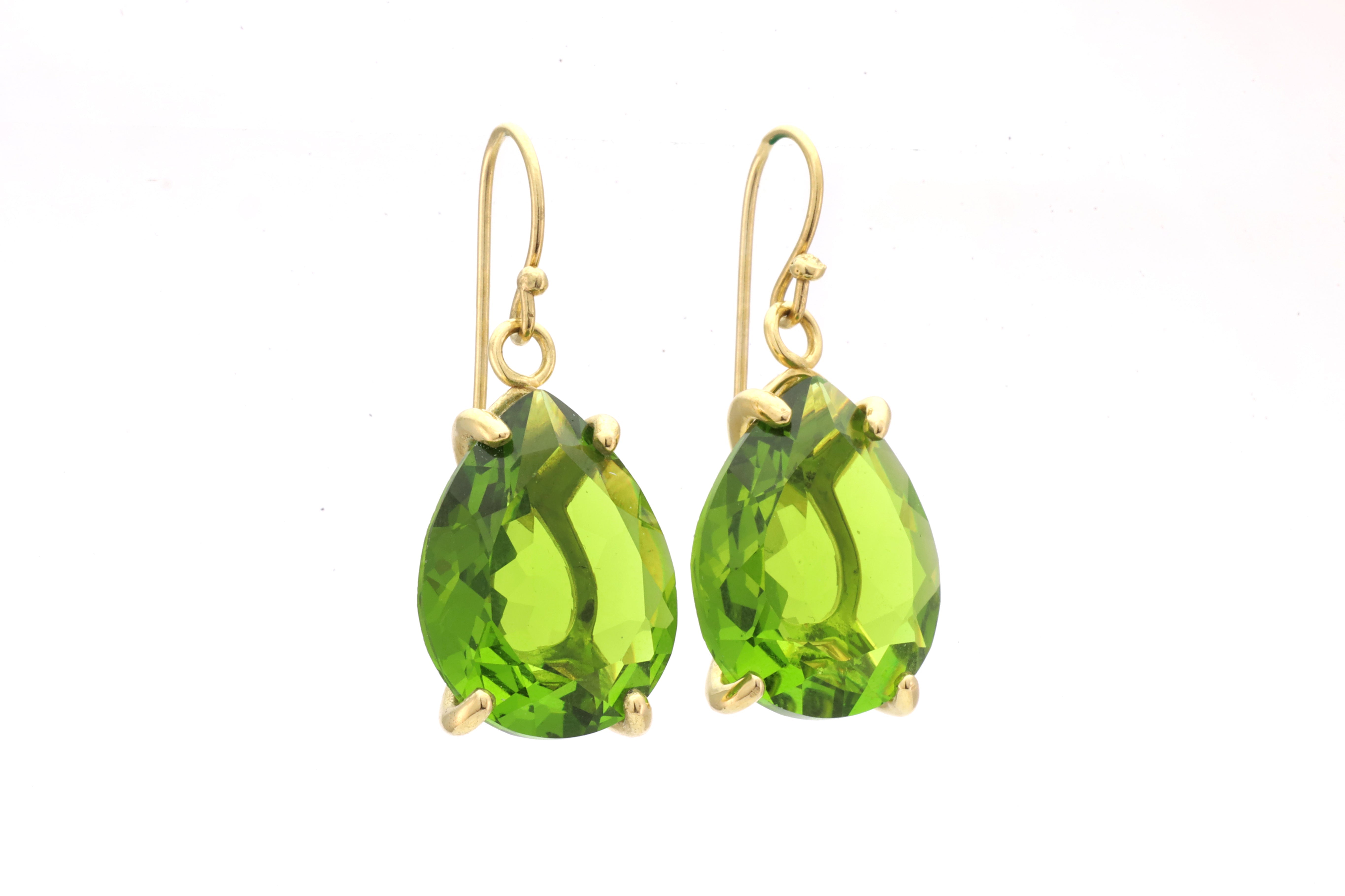 925 Sterling Silver Pear Shape Peridot Earrings Earrings Anemone Jewelry