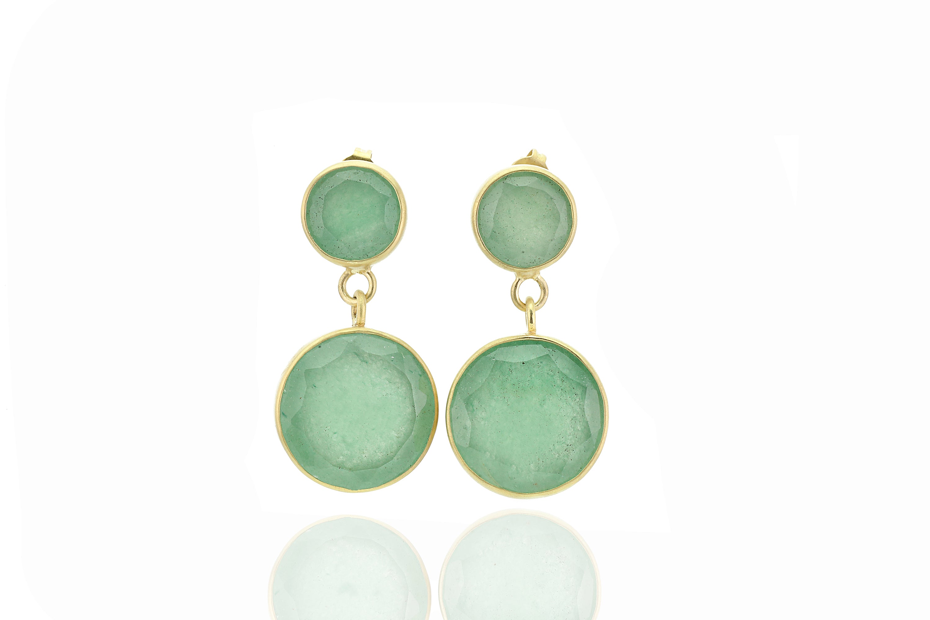 Gold Bezel Round Aventurine Earrings Earrings Anemone Limited