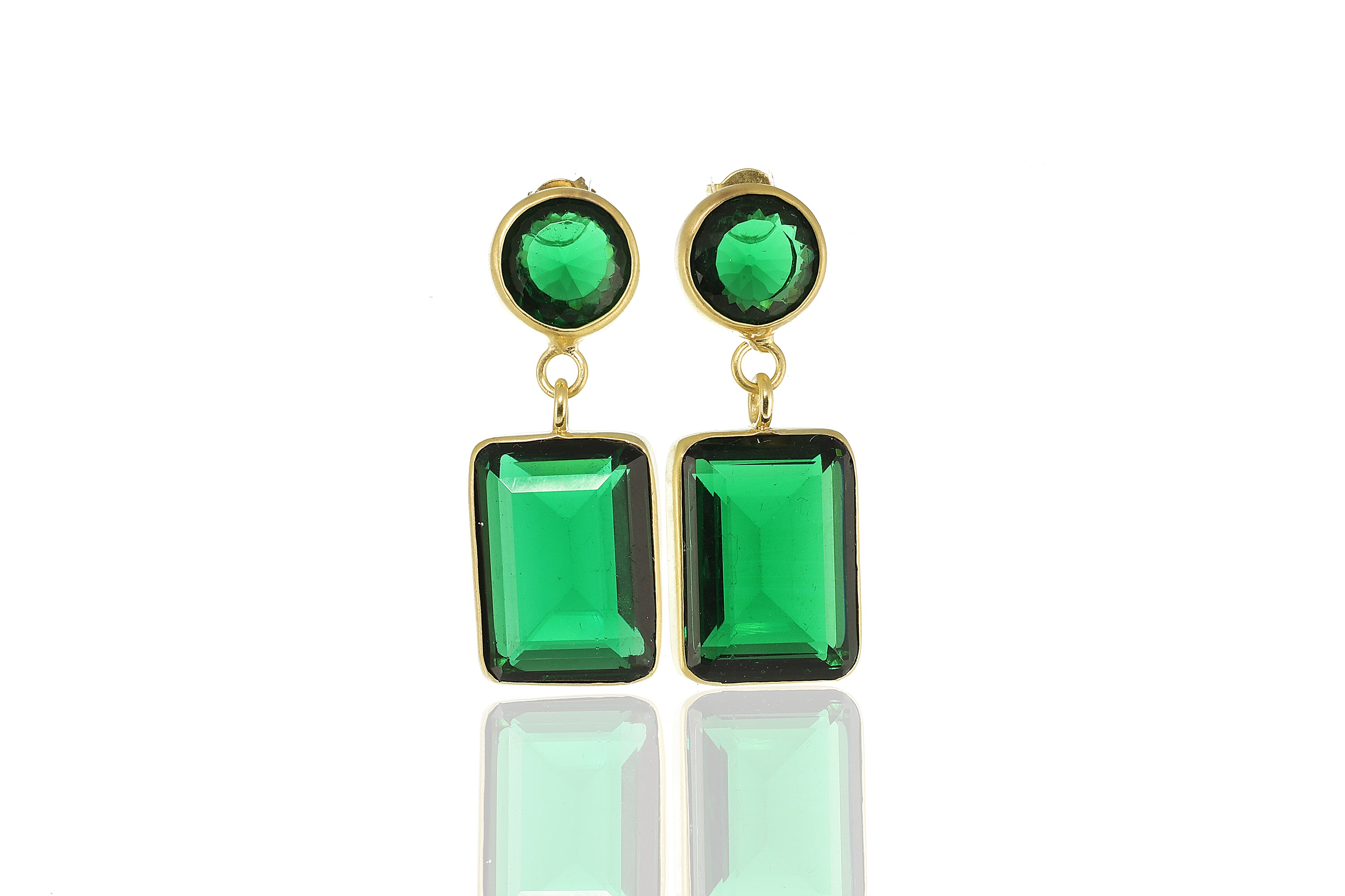Sterling Silver Multi-Stone Emerald Dangle Earrings Earrings Anemone Limited