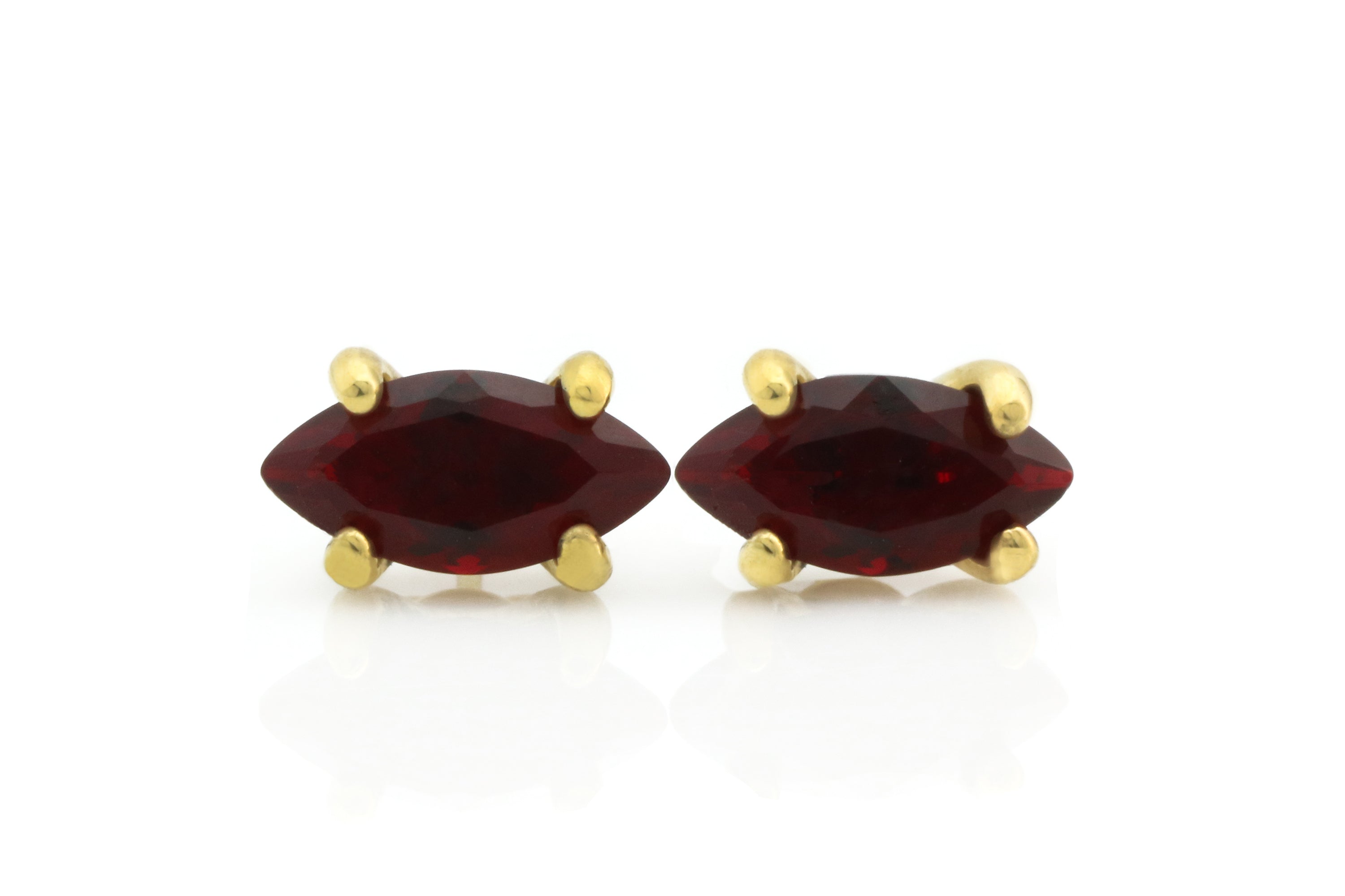 Exquisite Garnet Stud Earrings in Gold Earrings Anemone Unique
