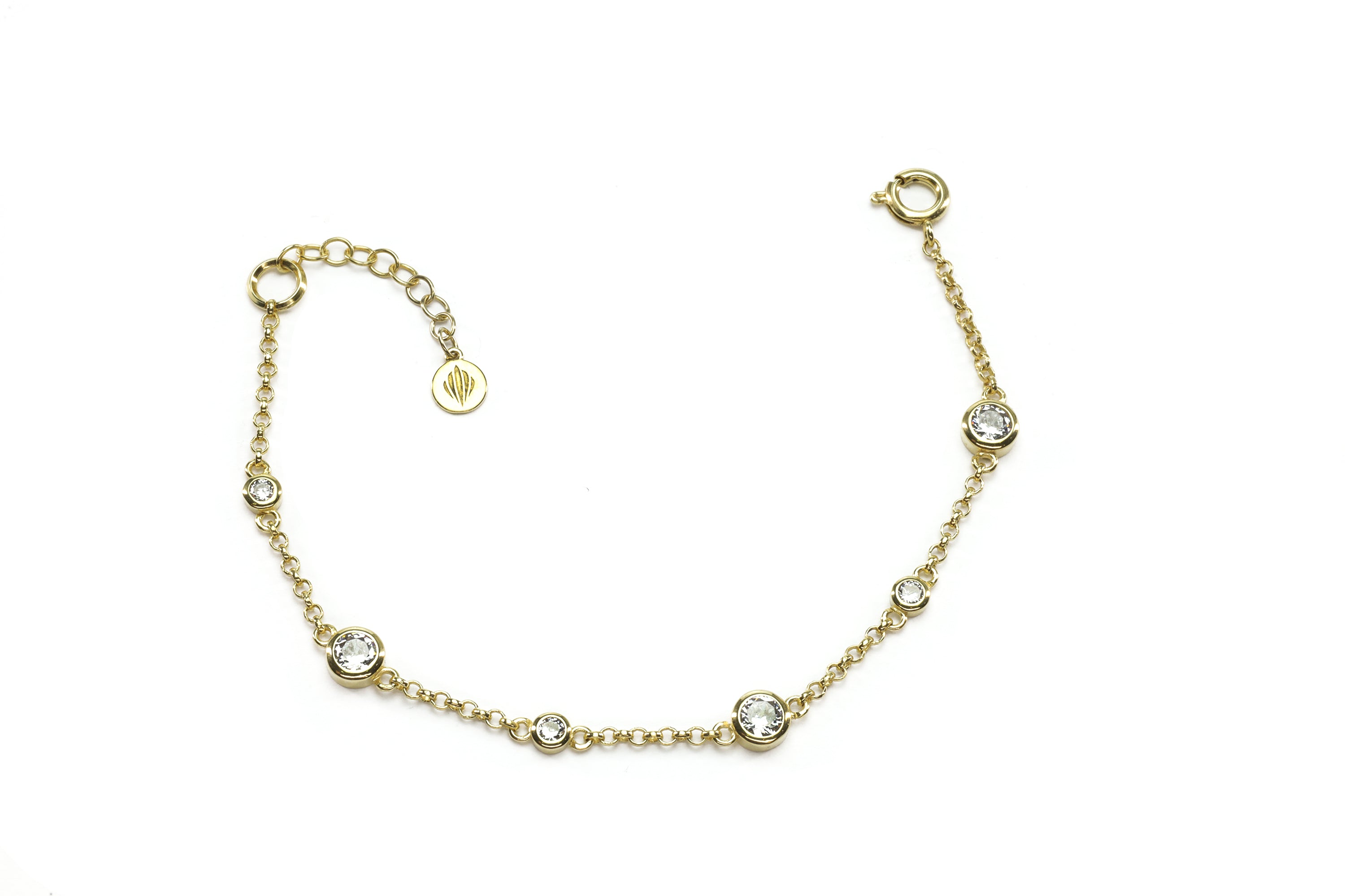 Minimalist Gold Chain Bracelet with Cubic Zirconia Charms Bracelets Anemone Unique