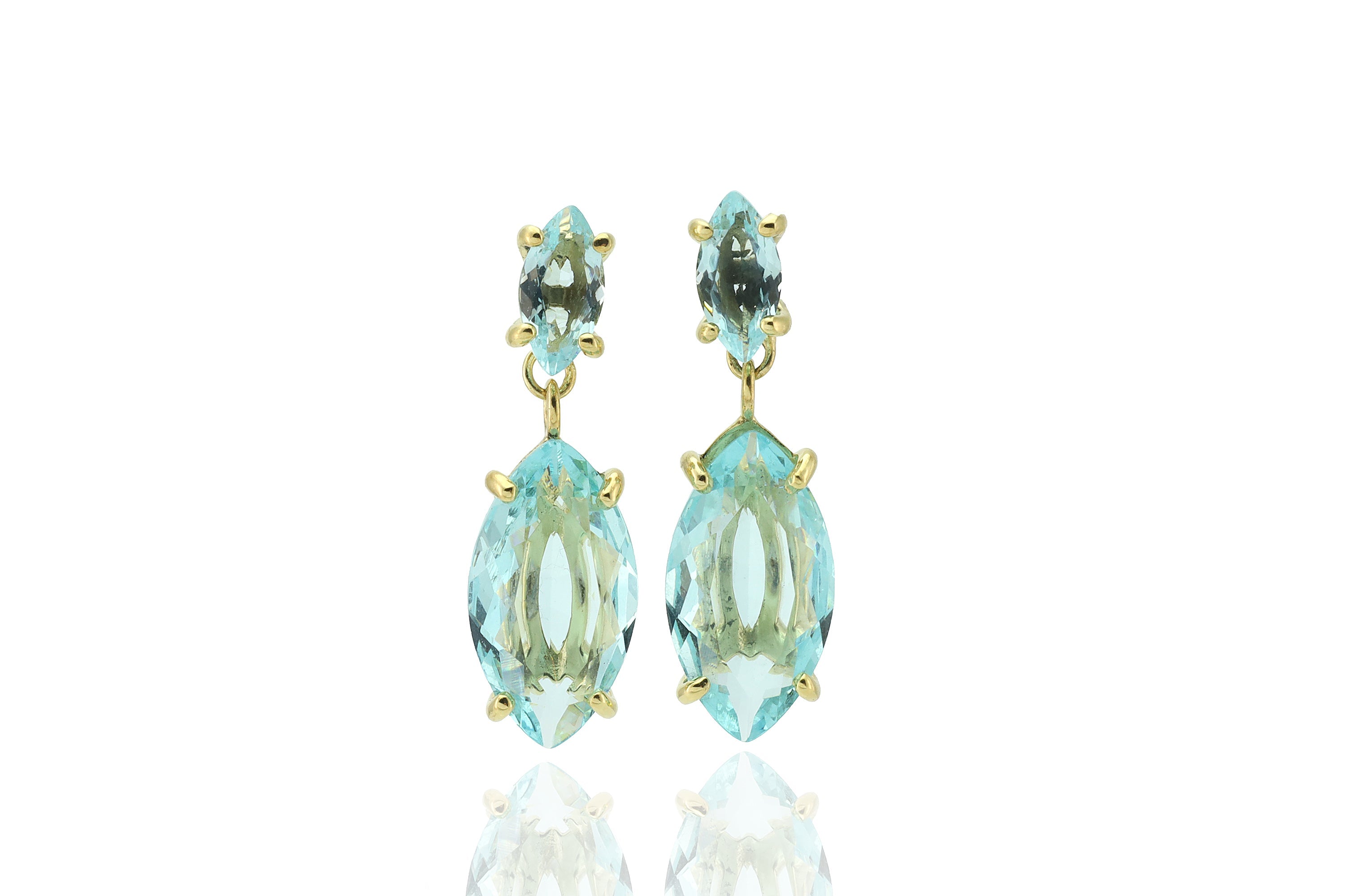 Blue Topaz Multi-Stone Gold Dangle Earrings Earrings Anemone Jewelry