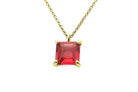 Square Princess Cut Pink Tourmaline Gold Necklace necklaces Anemone Unique